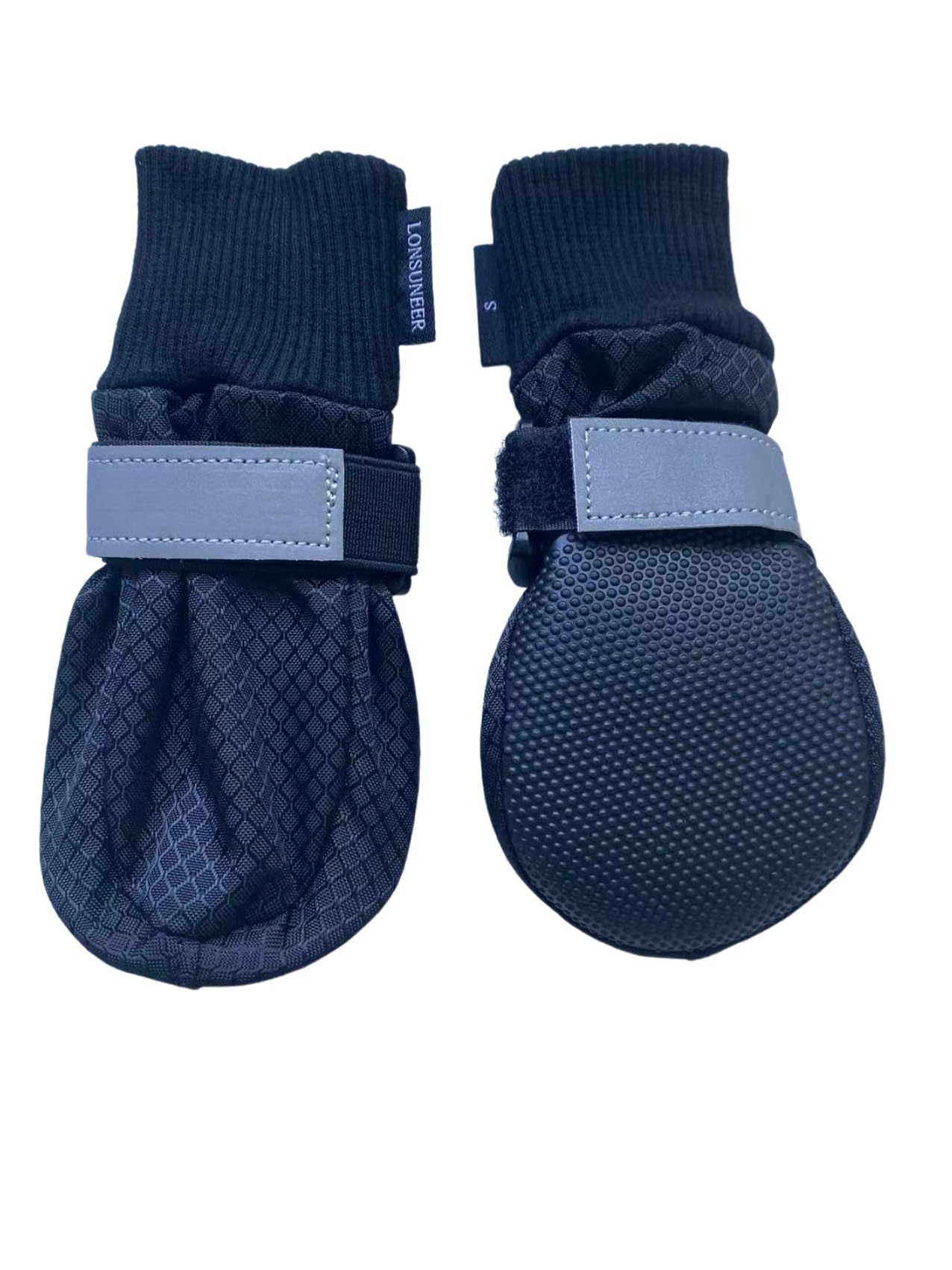 LONSUNEER Paw Protector Dog Boots Soft Sole Nonslip and Reflective Set of 4 Color Black Size Small