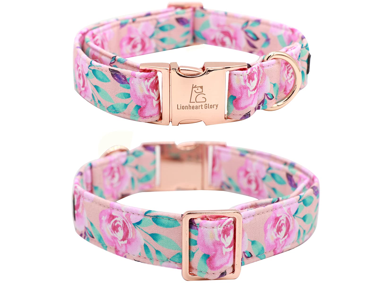 Lionheart Glory Floral Rose Print Dog Collar Cute Dog Collars Spring Adjustable Soft Dog Collar Girl Pet Collars For X-Small Sma