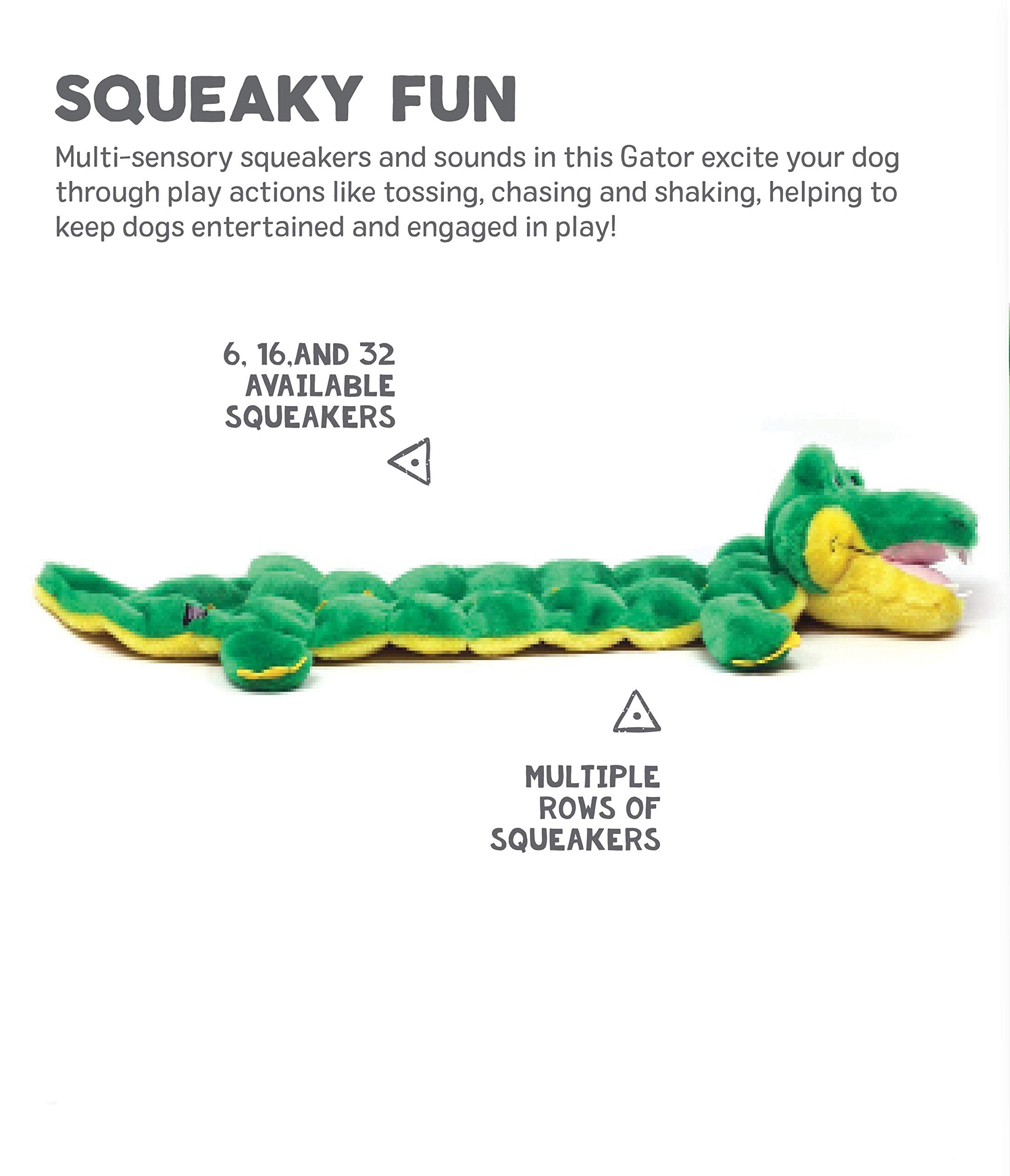 Outward Hound Squeaker Matz Plush Gator Dog Toy, Small