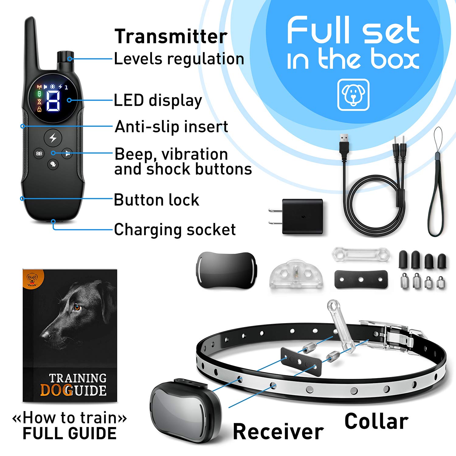 Enrivik Extra Small Dog Shock Collar - Waterproof, 1000 Ft Range, Model EN-912, Grey, for Dogs 5-15lbs