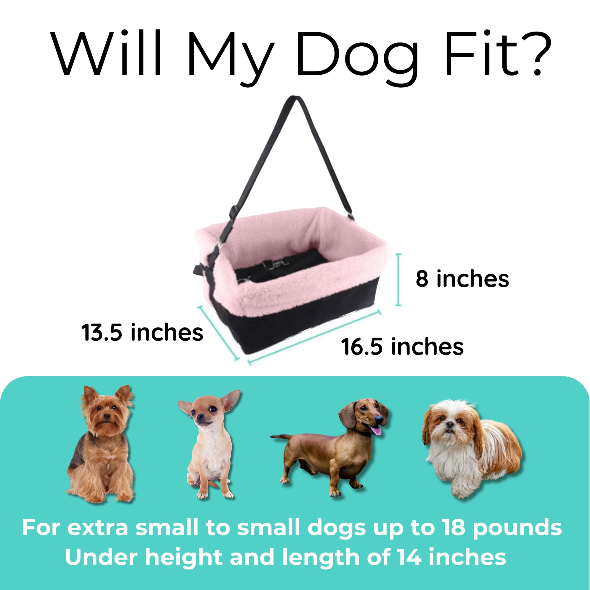 Dog Car Seat For Small Dogs - Grey Dog Booster Seat- Washable, Adjustable And Collapsible Pet Travel Carrier Bed- Includes Safet