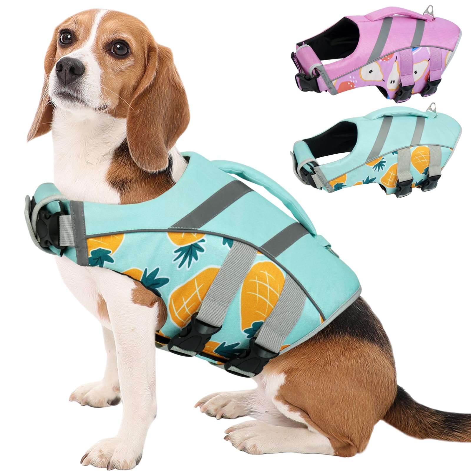 Kuoser Dog Life Jacket Xl, Large Dog Life Vests For Swimming Boating, Reflective Dog Water Vest With High Flotation, Dog Swim Ve
