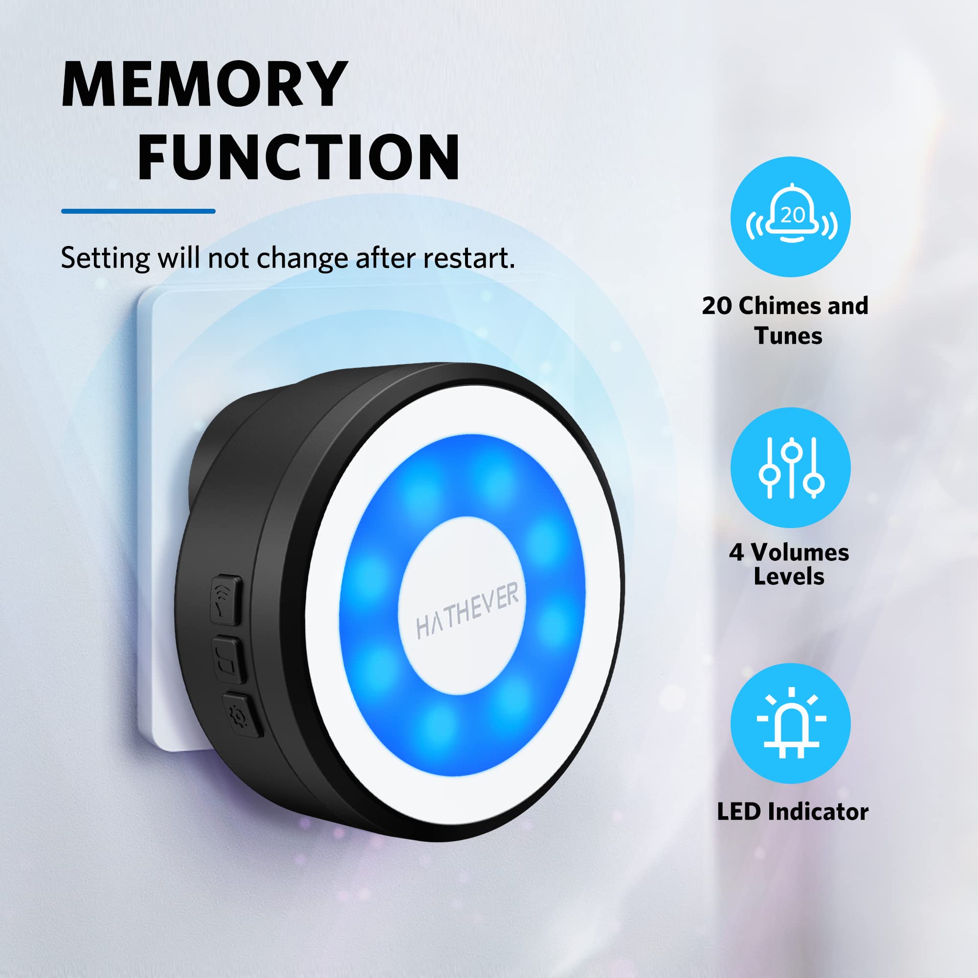 Hathever Dog Door Bell For Potty Training, Wireless Doggie Doorbell Operating At 1000 Feet With Chew Resistant Ip65 Waterproof T