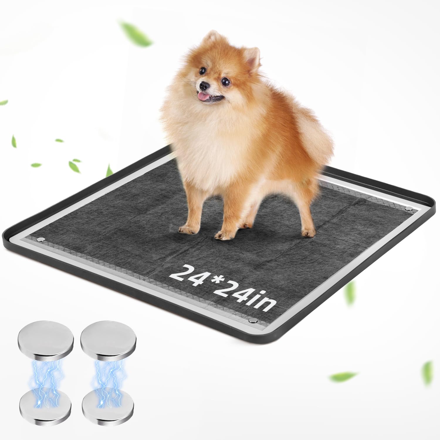 Mora Pets Pee Pad Holder With Magnets 24 X 24 Inch Raised Edge Silicone Training Mat Indoor Dog Potty Tray Non-Slip Easy Cleanin