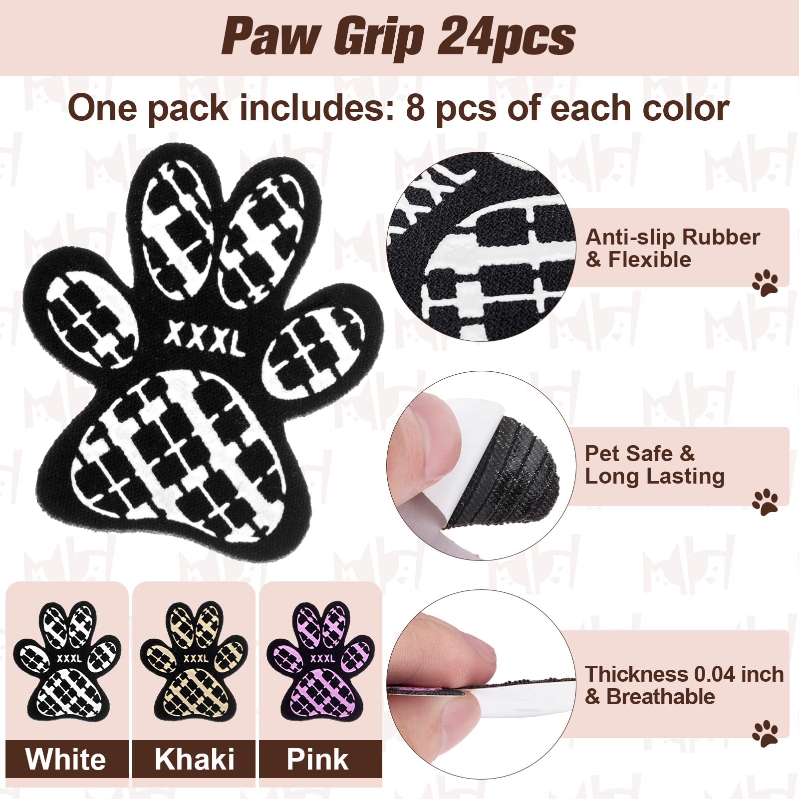 BEAUTYZOO Dog Paw Protectors Grip Pads Anti-Slip Traction for Small Medium Large Dogs on Hardwood Floors Hot Pavement, Dog Grip