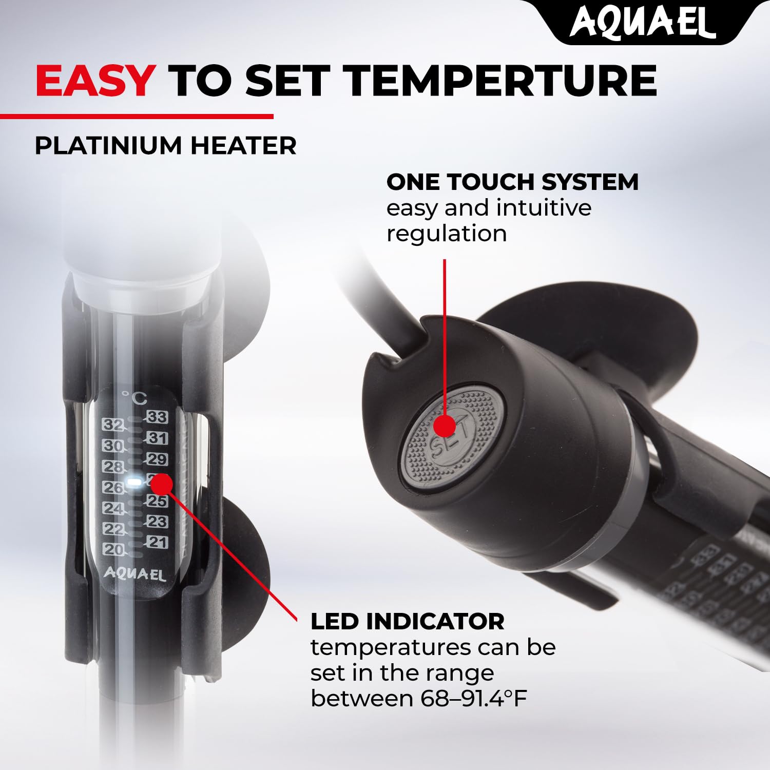 Aquael Platinium Aquarium Heater For Freshwater & Saltwater Aquariums - 150 Watt, 24-40 Gallons