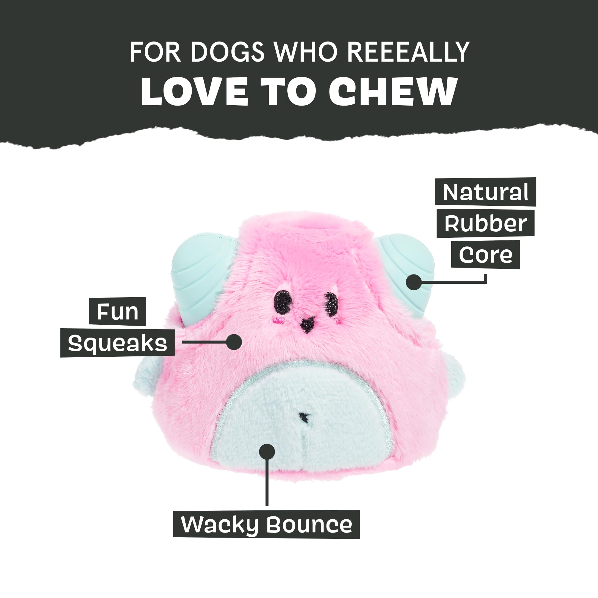 Barkbox Lover Beast Dog Toy For Aggressive Chewers | 2-In-1 Plush & Rubber Dog Toy With Squeaker | Puppy Essentials & Dog Toys T