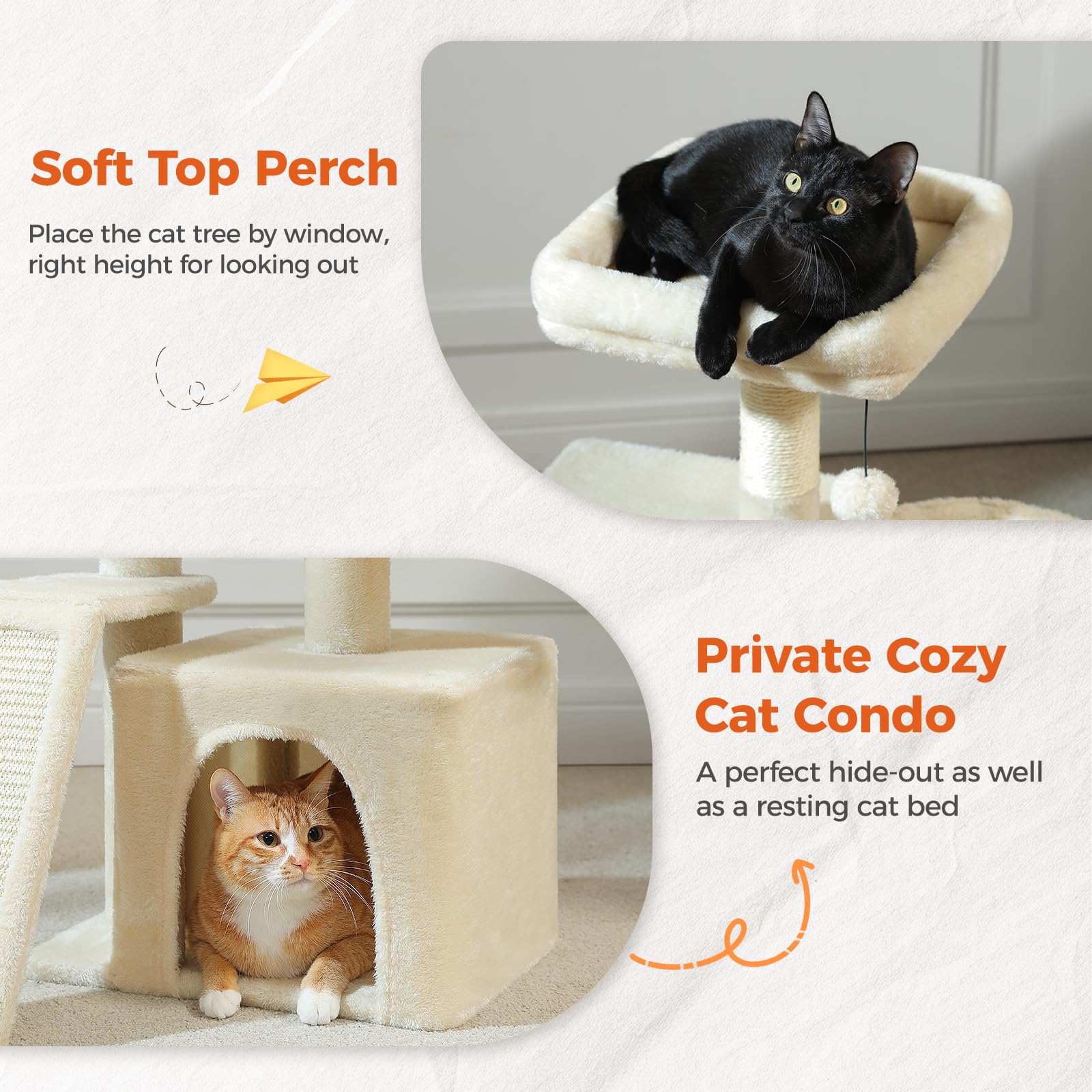 Petepela Small Cat Tree For Indoor Cats, 32'' Cute Cat Tower Cat Condo With Sisal Scratching Ramp, Cozy Hammock And Removable To
