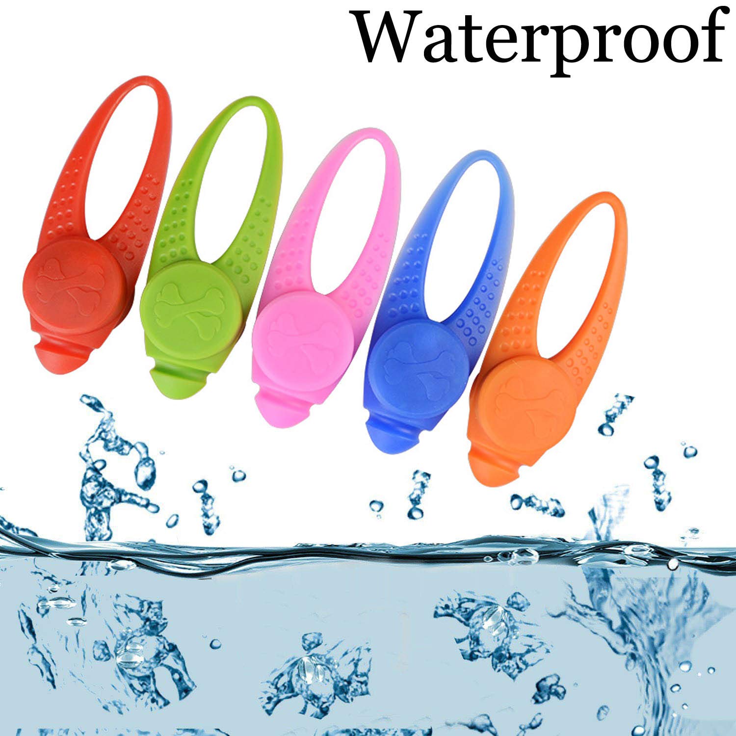 5-Pack Led Light Up Dog Collar Light, Waterproof Dog Cat Pet Safety Strobe Harness Leash Necklace Lights For Large Medium Small Dogs At Night Time Walking Camping Warning Reflective Gear Accessories