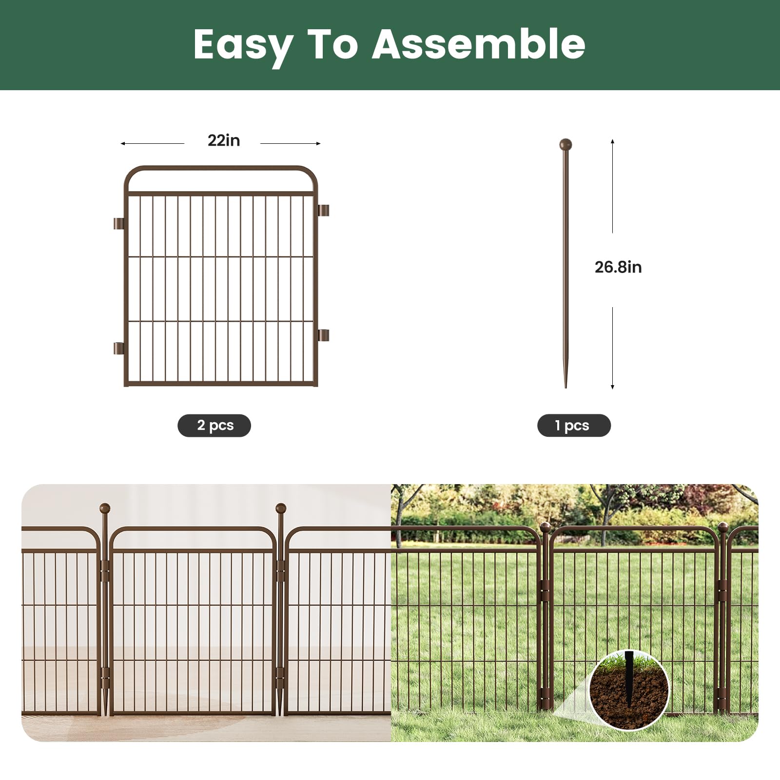 Gardner Pet Dog Playpens, 24' H 2 Add-On Panels For Small/Medium Dogs, Foldable Pet Play Yard Gate Extensions, Pet Playpen, Ant