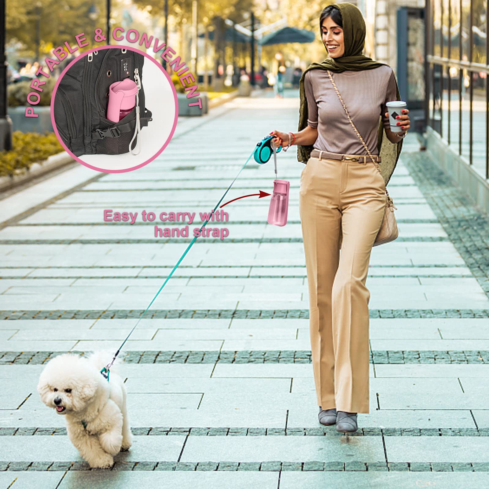 AIKIDS Portable Dog Water Bottle - Foldable Dog Water Dispenser | Leak Proof & Food Grade Plastic Travel | Pet Water Bottle for