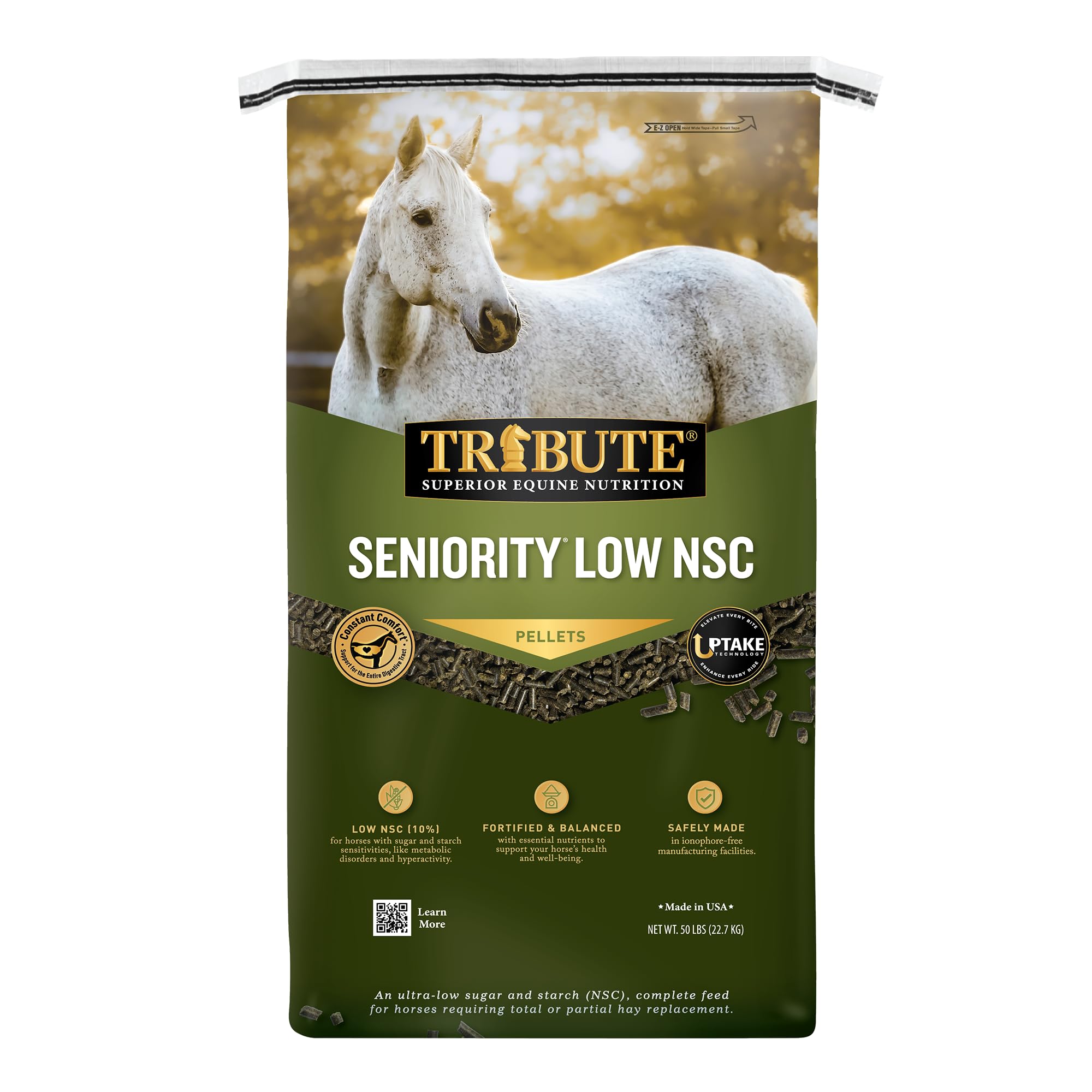Tribute Equine Nutrition Seniority Low NSC Pellet for All Horses, 50-LB Bag