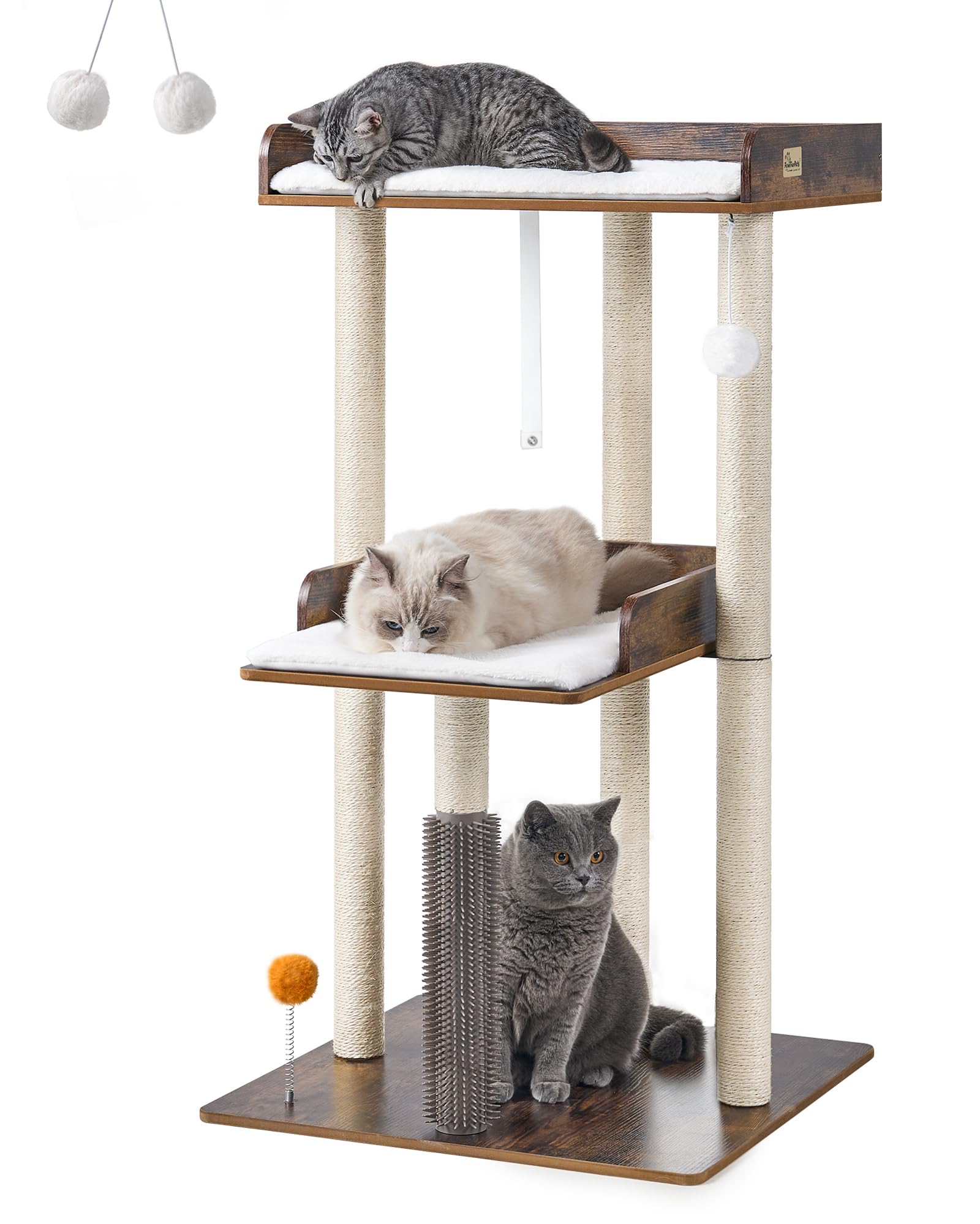 Fourfurpets 43.7'' Cat Tree, Modern Cat Tree Tower, Cat Tower For Indoor Cats Large Adult, Big Cat Tree With Scratching Post, Wo