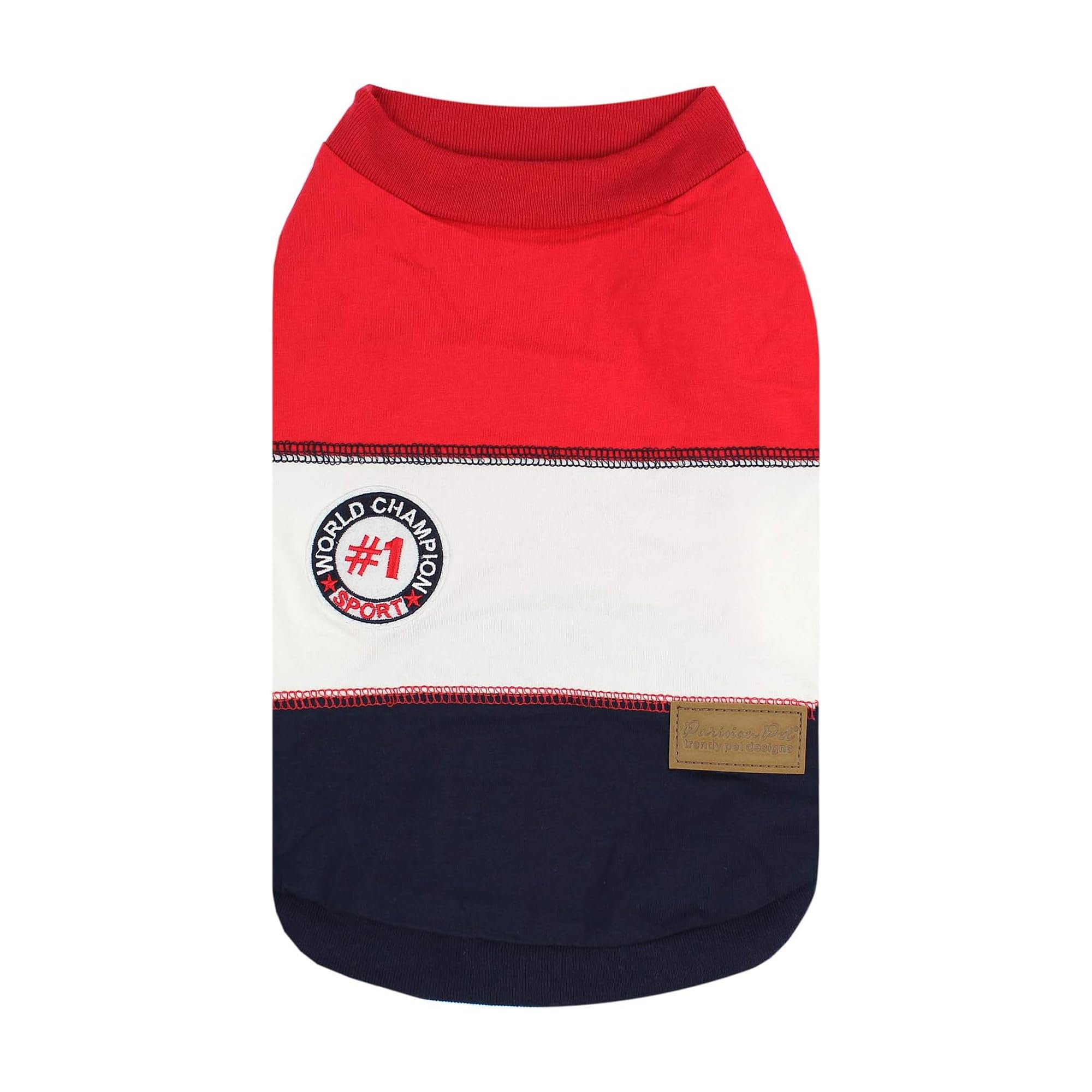 Parisian Pet Embroidered Worlds Champion' Sleeveless Color Block Machine Washable Dog Tee Shirts - Xl