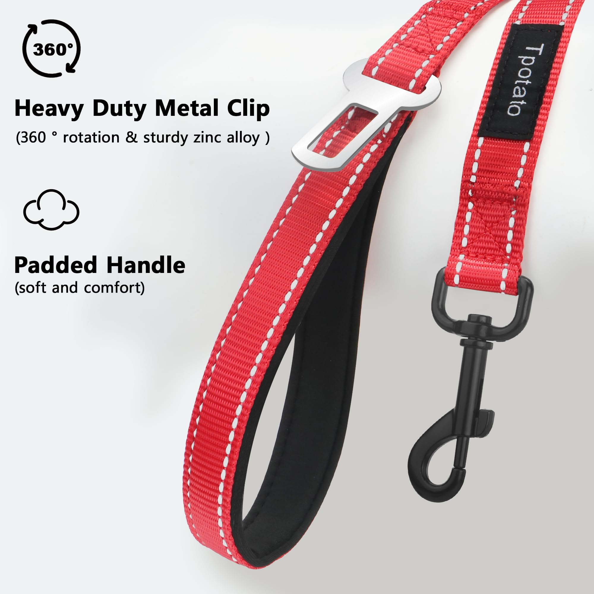 6 Foot Red Dog Leashes For Large Medium And Small Breed Dogs That Pull,Reflective Nylon Heavy Duty Dog Leash With 2 Comfortable
