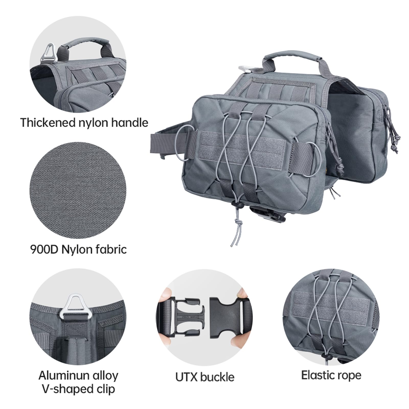 Excellent Elite Spanker Dog Pack Dog Saddle Bag Backpack For Camping Hiking Medium & Large Dog With 2 Capacious Side Pockets (M,