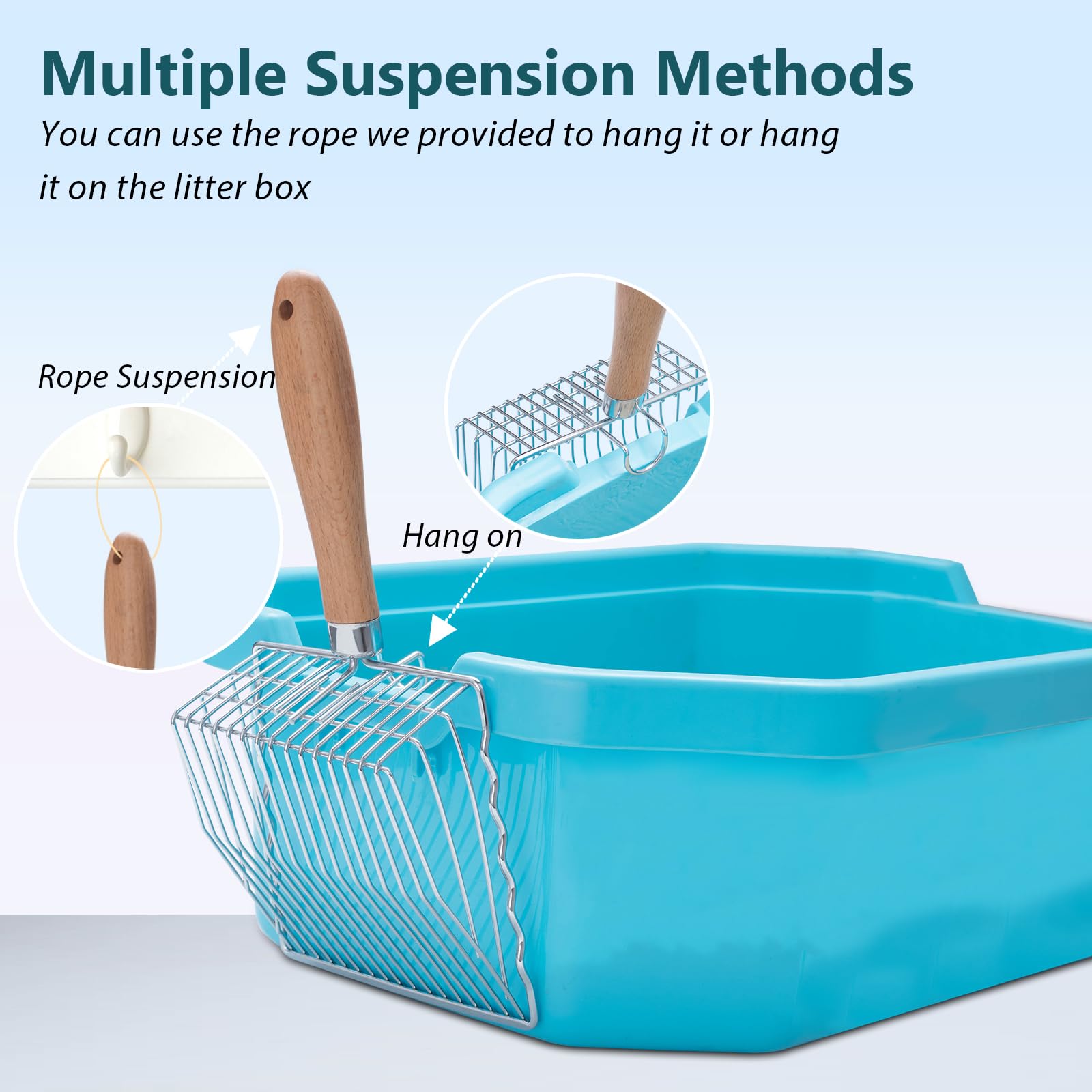 Cat Litter Scoop, Premium Kitty Shovel With Hook And Hole, Metal Sifter Scooper Stainless Steel For Easy Cleaning, Durable And H