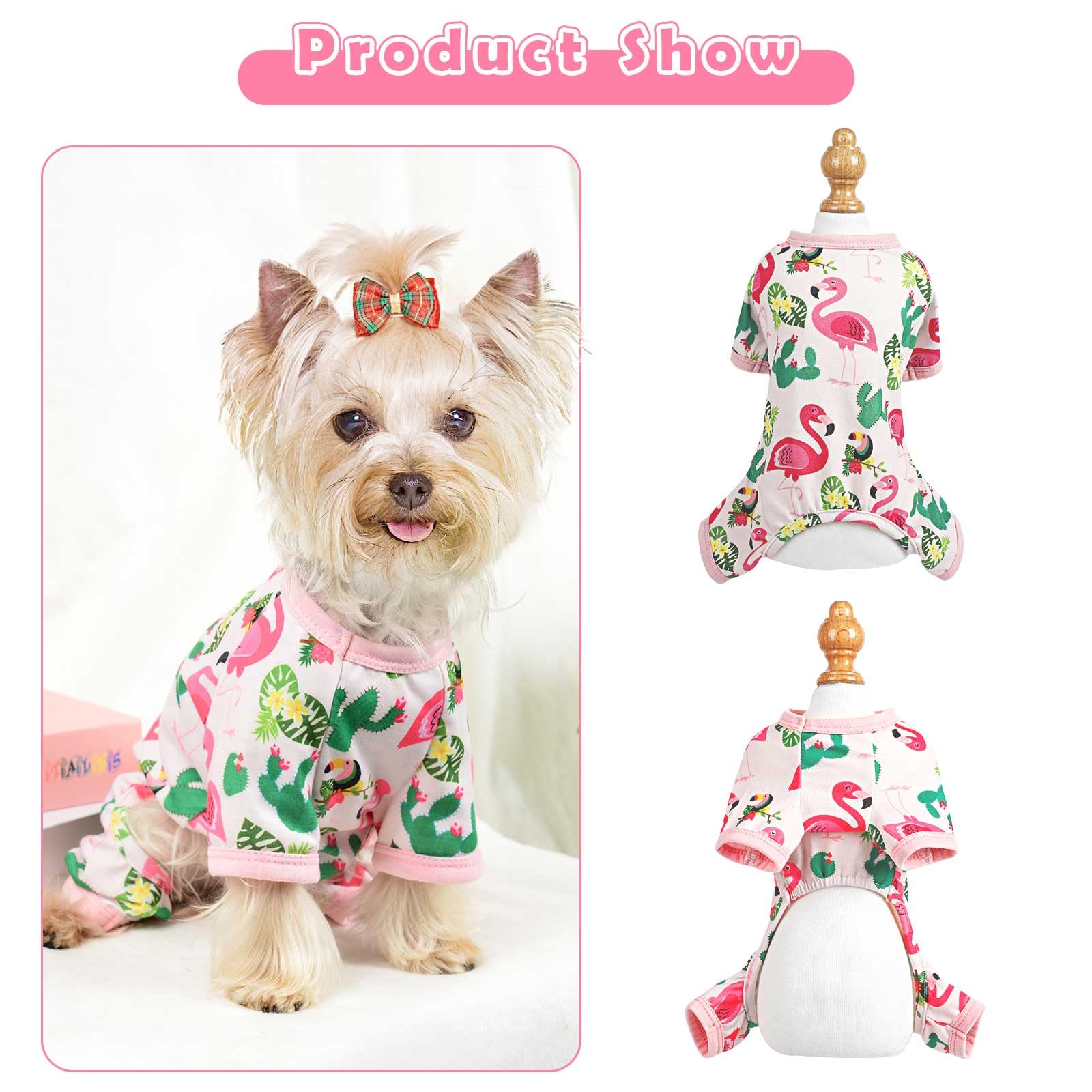 Dosuyi Dog Pajamas Spring Summer Pet Clothes For Small Dogs Girl Boy Soft Stretchy Puppy Clothes Cat Pjs Pet Jammies Outfit (Fla