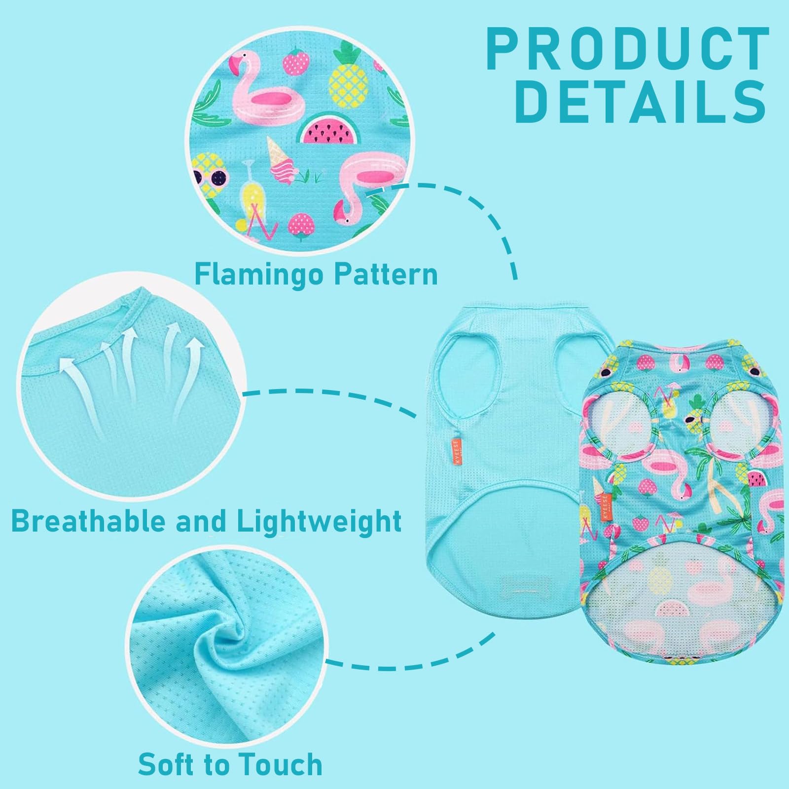 Kyeese 2 Pack Dog Shirts Hawaii Quick Dry Lightweight With Reflective Label Tank Top Sleeveless Vest Great For Summer Cat Clothe