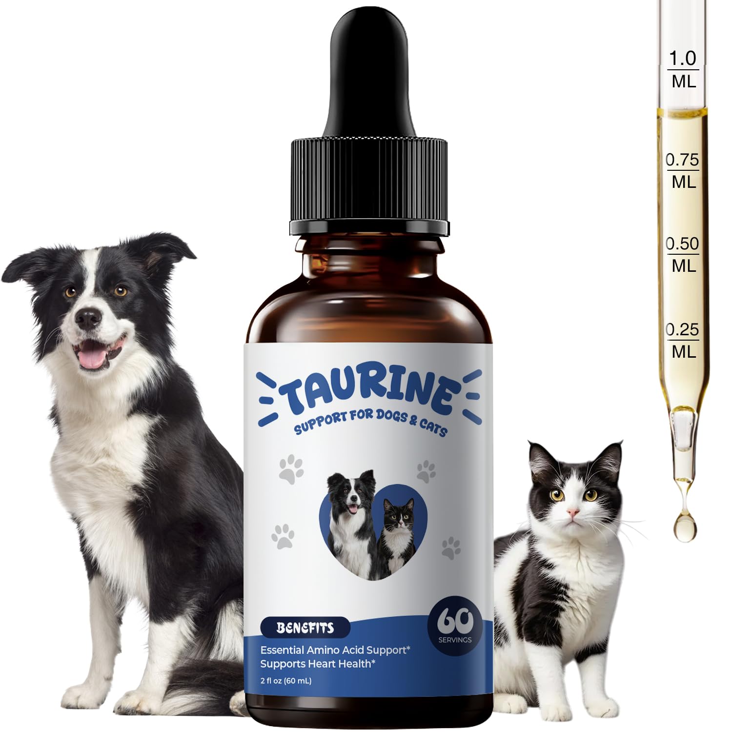 Taurine Supplement for Dogs & Cats Liquid Drops, Amino Acid Support for Heart, Muscle & Daily Vitality, Canine & Feline Nutritio