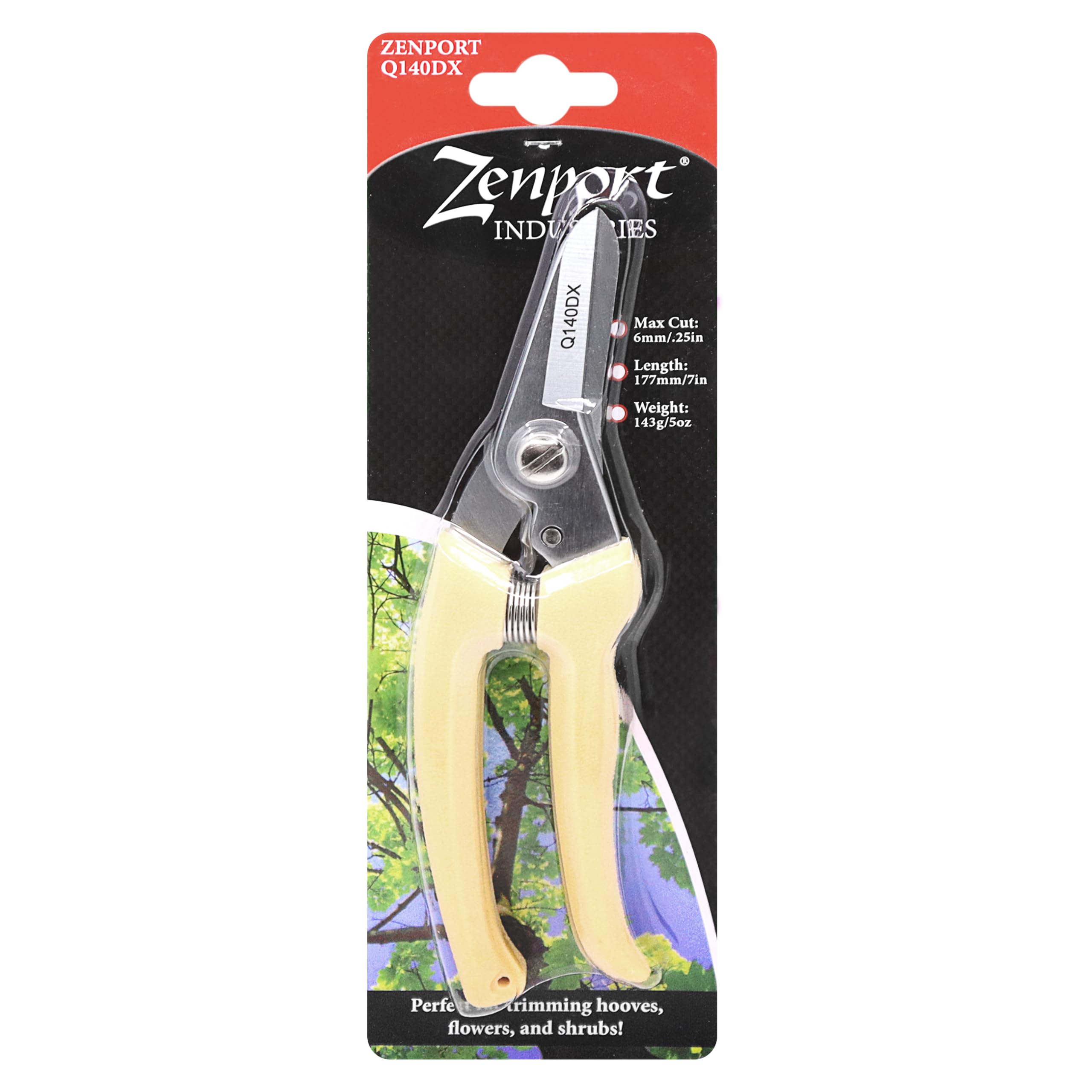 Zenport Q140DX 7-Inch Hoof Trimming Shears, Hard Chrome Plated, Cream, Carbon Steel