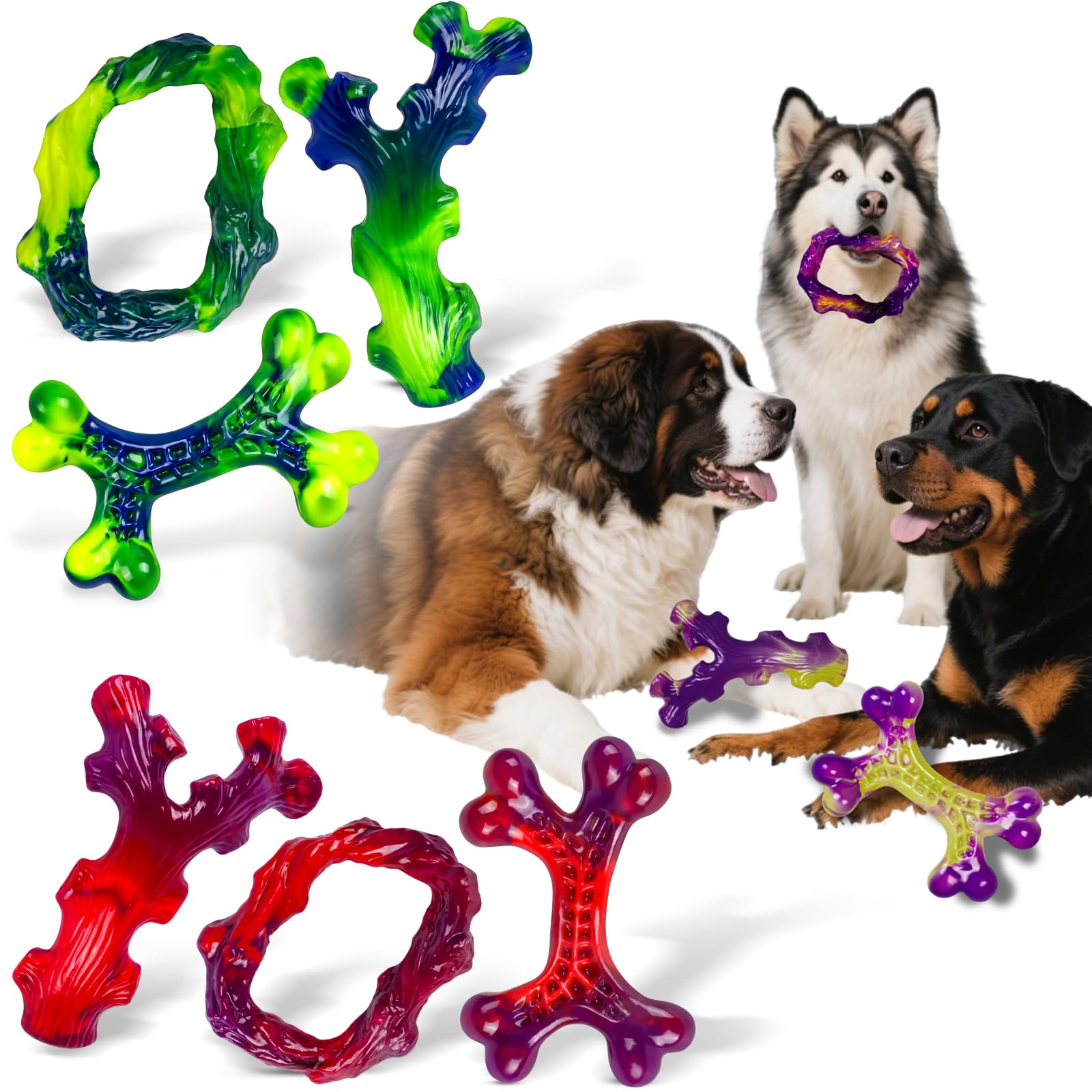 Frienhund 9-Pack Indestructible Dog Toys for Aggressive Chewers, Durable Chew Toys for Large Dogs, Dog Toy for Aggressive Chewer