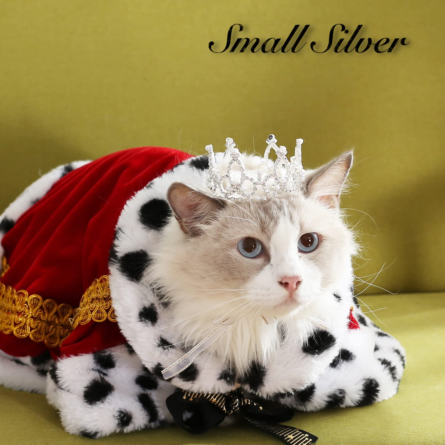 Lovelyshop Pet Series Silver Plated Royal Rhinestone Pearl Full Round Dog/Cat Crown For Rolyal Family Costume Hair Accessories-X