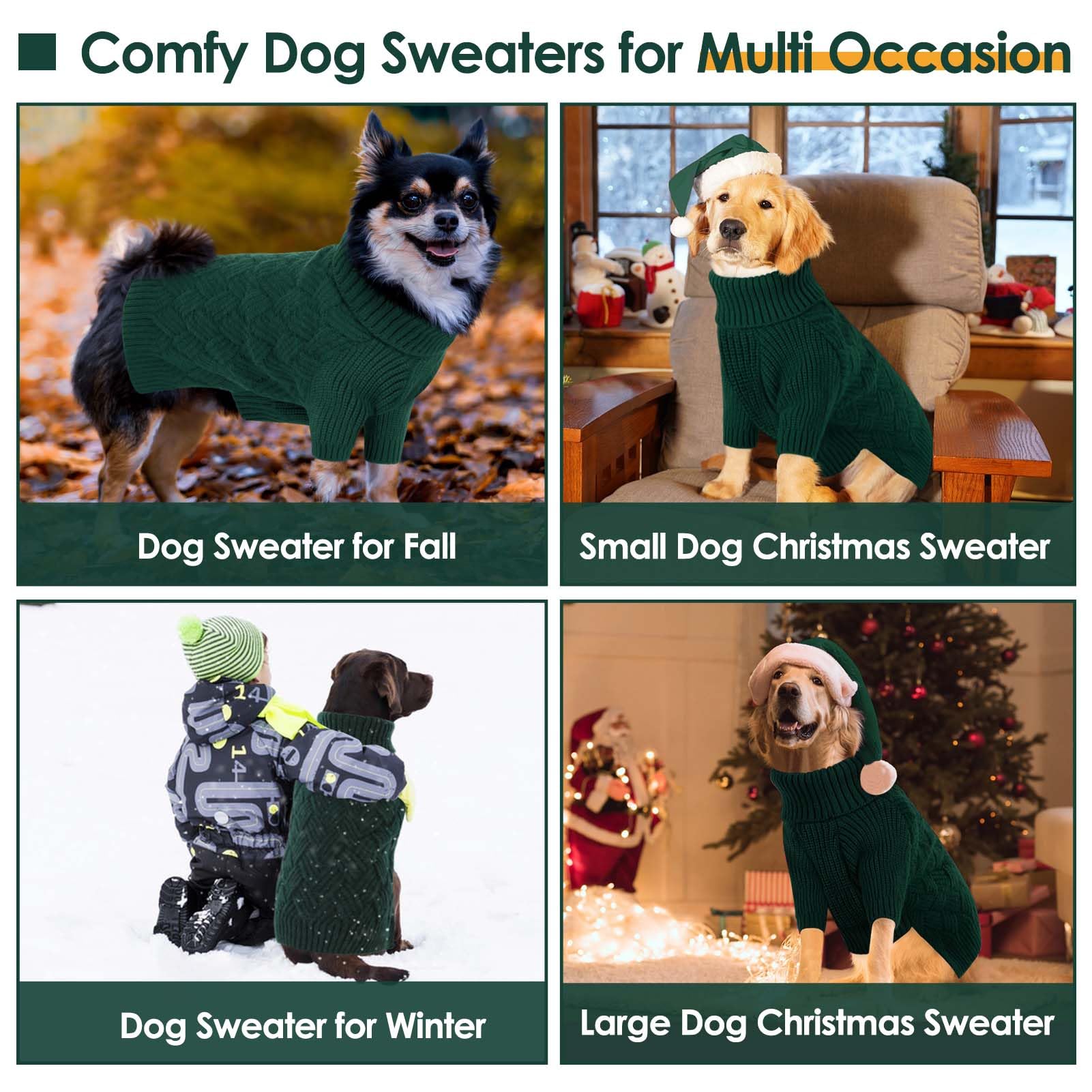 AOFITEE Dog Sweater, Dog Sweaters for Medium Dogs Girl, Warm Dog Christmas Sweater, Winter Medium Dog Sweaters Female Male, Clas