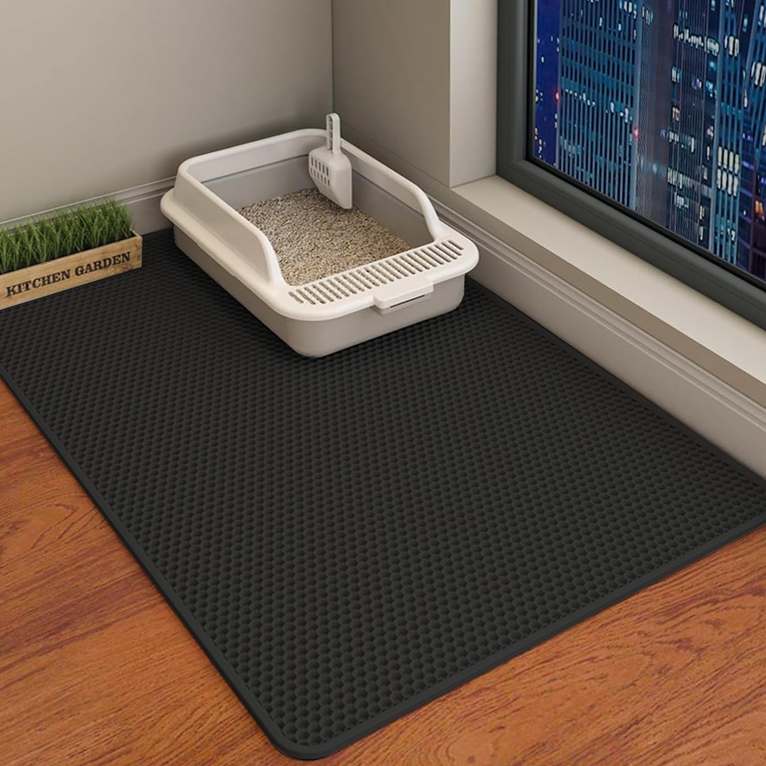 Cat Litter Mat - Cat Litter Mat Litter Trapping Mat 46X26/35X24/30X22/24X16/20X16/18X12 Inch Cat Litter Box Mat Extra Large, Hon