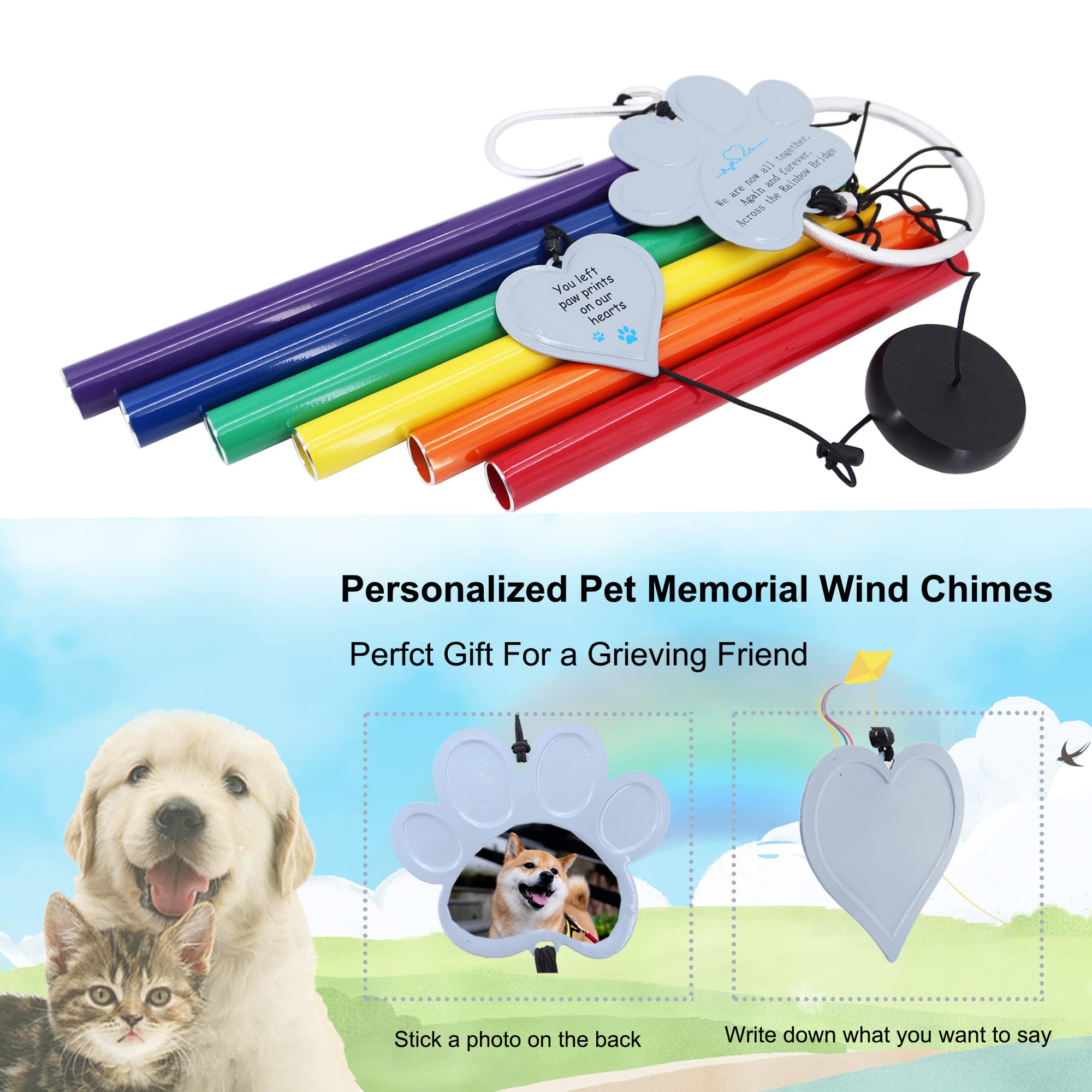 Pet Memorial Wind Chimes Rainbow Bridge,36 Inch Rainbow Bridge Pet Remembrance Wind Chimes For Loss Of Dog Cat,Pet Memorial Wind