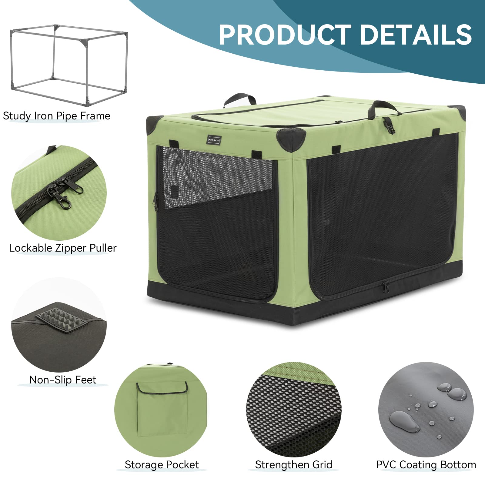 Petsfit Dog Crates For Medium Dogs, 36'' L X 24'' W X 23'' H Adjustable Fabric Cover By Spiral Iron Pipe, Strengthen Sewing Fabr