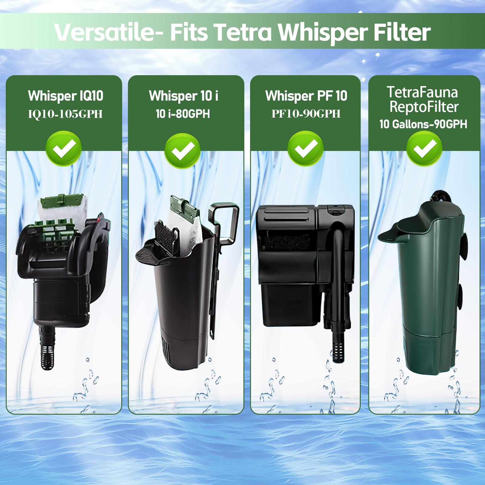 Josramt Medium Filter Cartridge Replacement For Tetra Whisper Bio-Bag Filters Cartridges, 10 Pcs Fish Tank Filters Compatible Wi