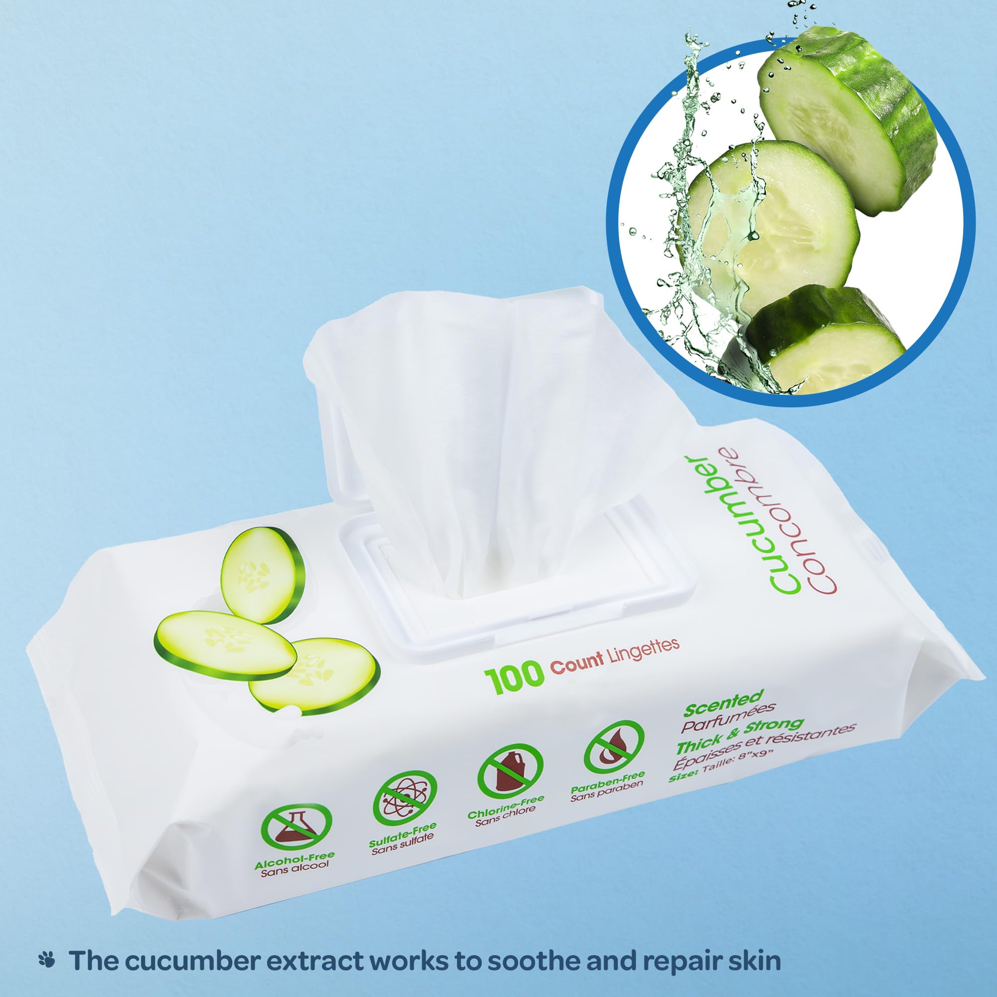 Best Pet Supplies Pet Wipes For Dogs - Dog Wipes Cleaning Deodorizing, For Coats, Ears, Paws - Refreshing, Cucumber 100 Count