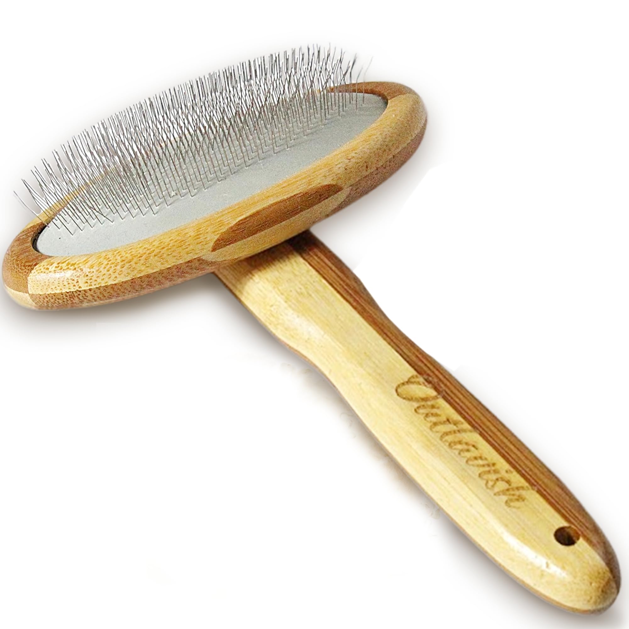 Outlavish Sheepskin Wool Wire Brush Rug Cleaner Bamboo Slicker Carding, Unmats Fur & Restores Like New, Longer Prongs, Stronger