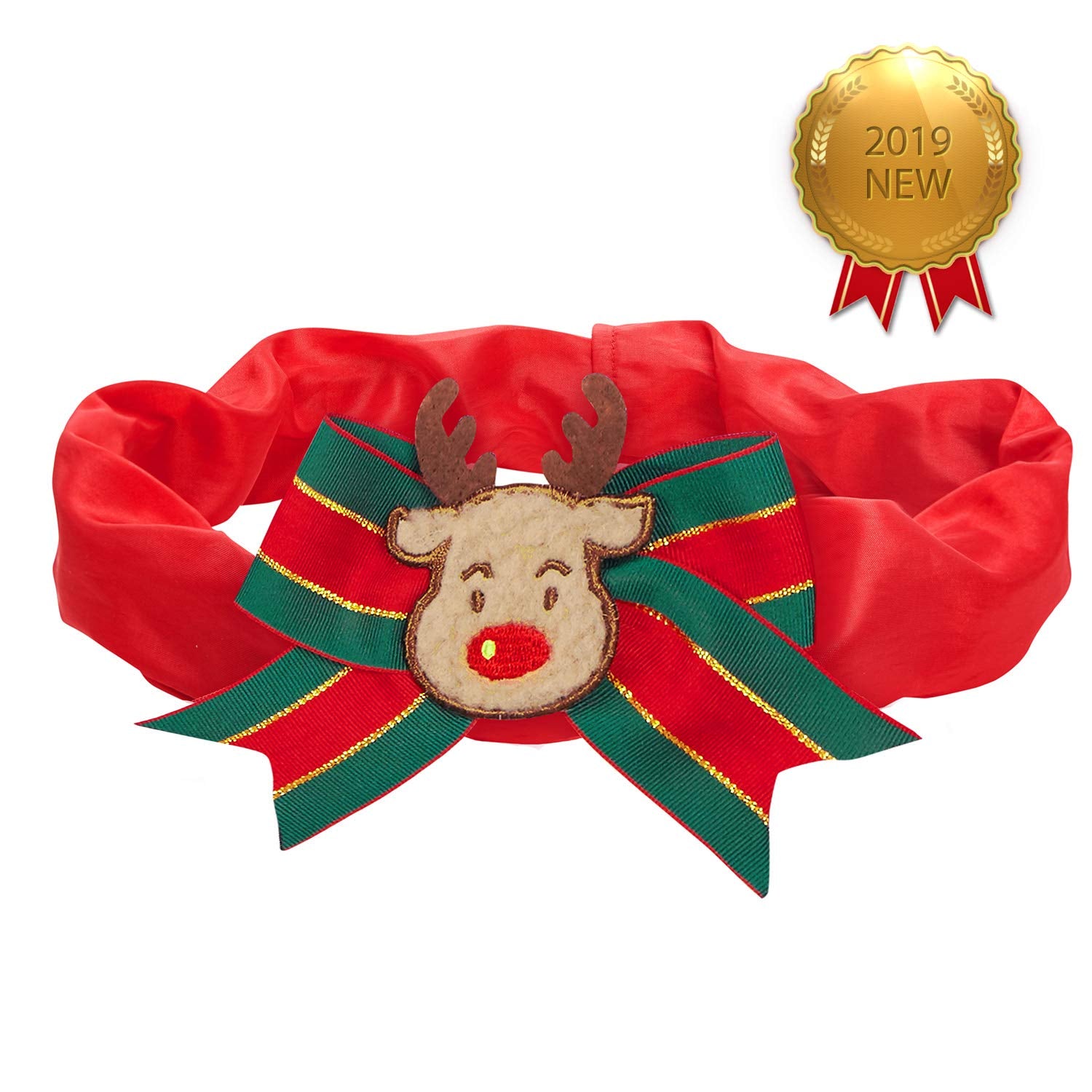 Blueberry Pet Festival Fever Christmas Reindeer Dog Collar Cover For Small, Medium, Large Collars, Holiday Decorative Accessory