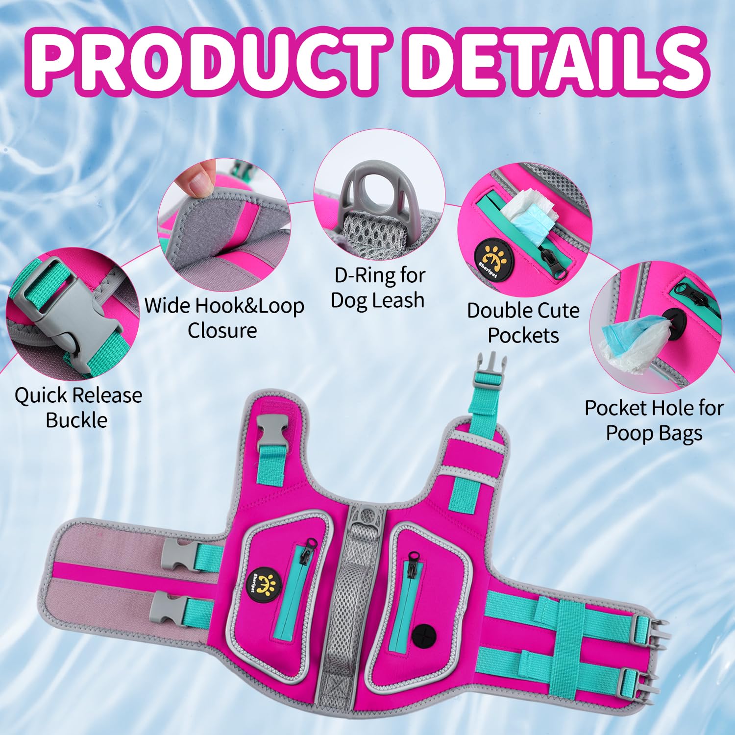 Sheripet Dog Life Vests For Swimming, High Visibility Dog Life Jacket Lightweight Adjustable Reflective Dogs Swim Vest For Boati