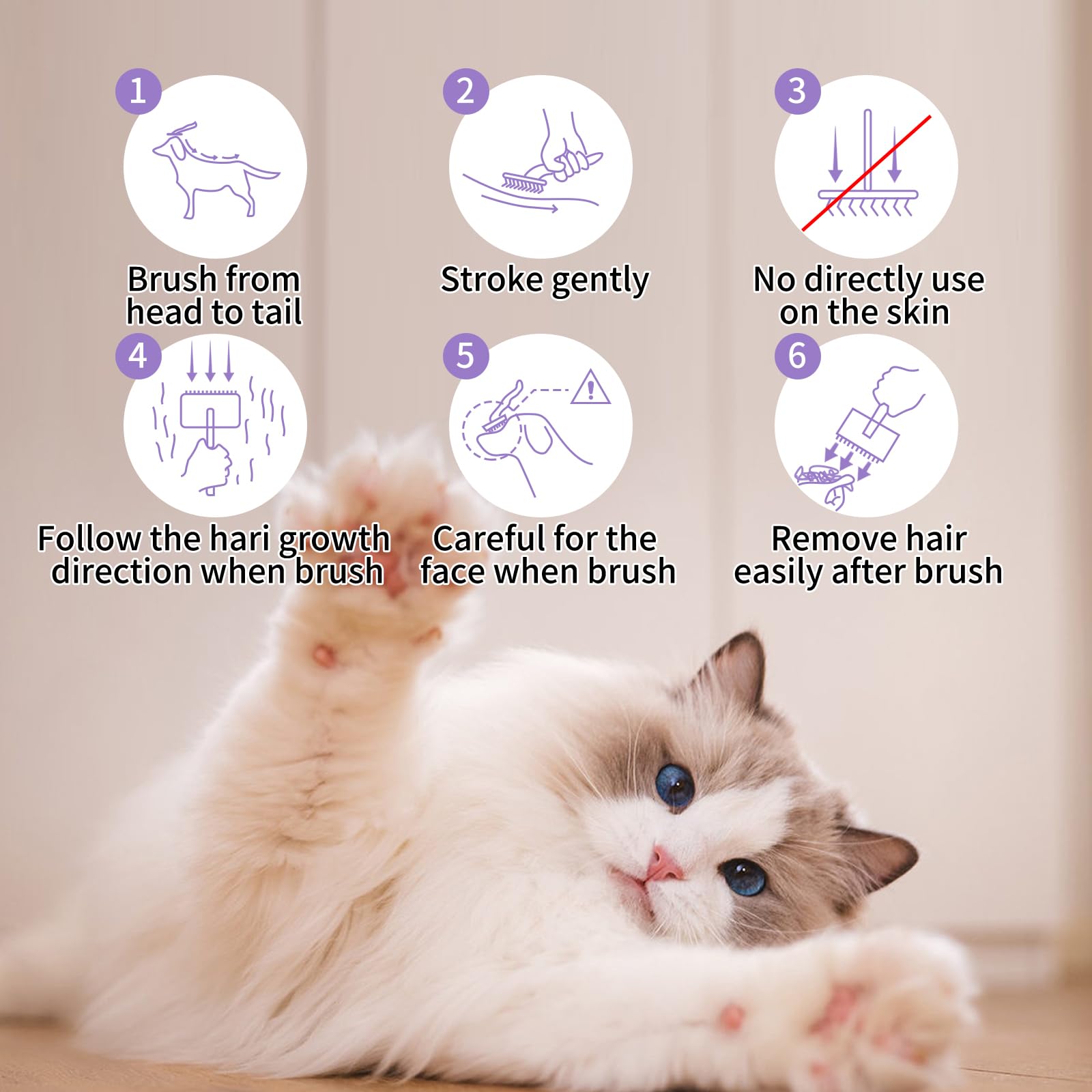 Wopqaem Slicker Brush For Dogs, Long Pin Dog Grooming Brush For Goldendoodles, Poodles, Doodles & More, Includes Bonus Pet Comb, Perfect For De-Shedding, Dematting & Reducing Tangles. Large, Purple