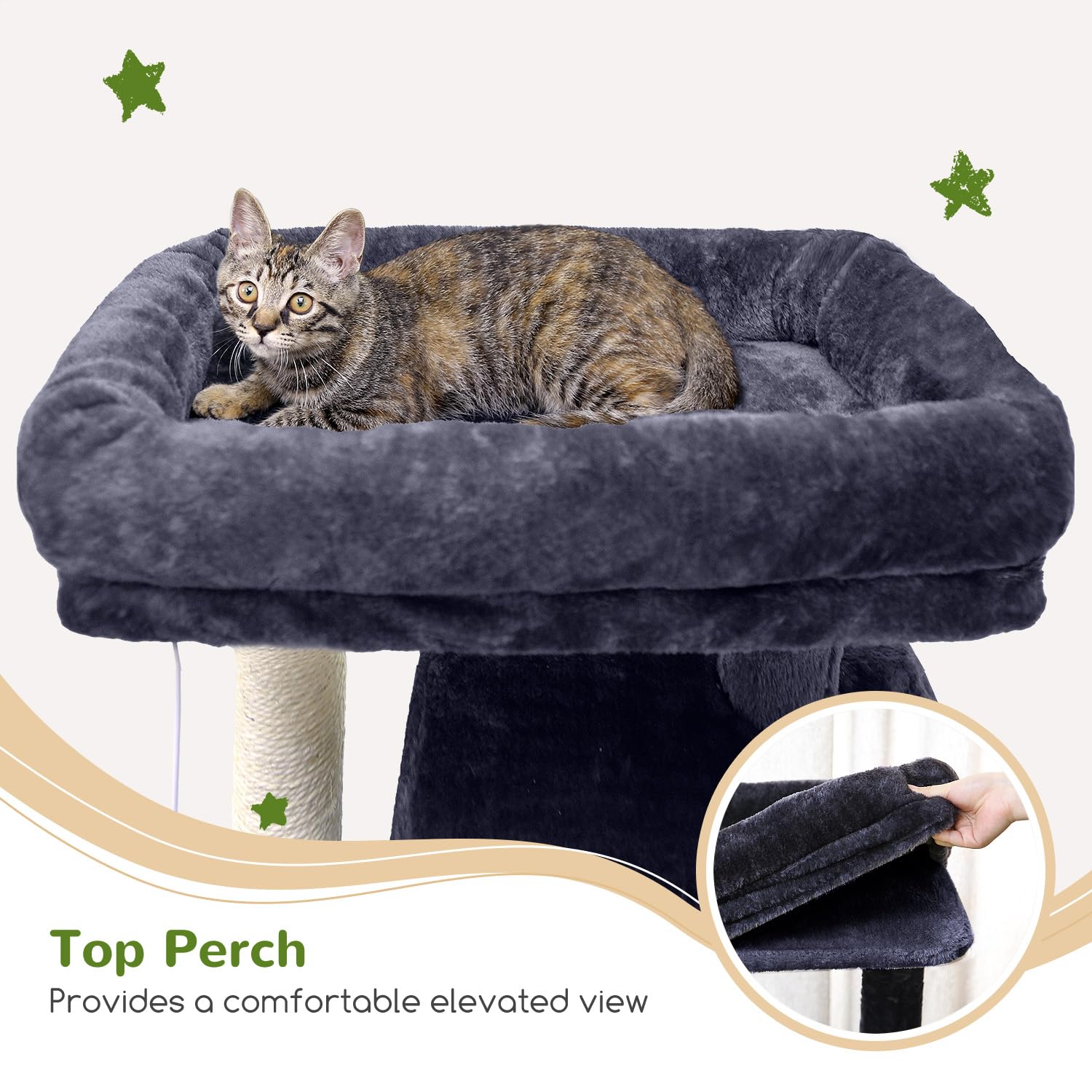 Globlazer F70 Pro Heavy Duty Cat Tree, 70 Inch Sturdy Cat Tree For Indoor Cats Extra Large Cat Tower With Scratching Post, Hammo