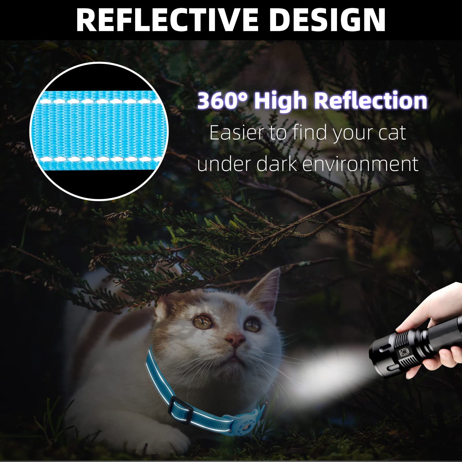 Konity Airtag Cat Collar, Compatible With Apple 2021, Nylon Pet Kitten Puppy Collar With Silicone Holder For Small Dogs, Blue,Xs: 8''-12'' Neck