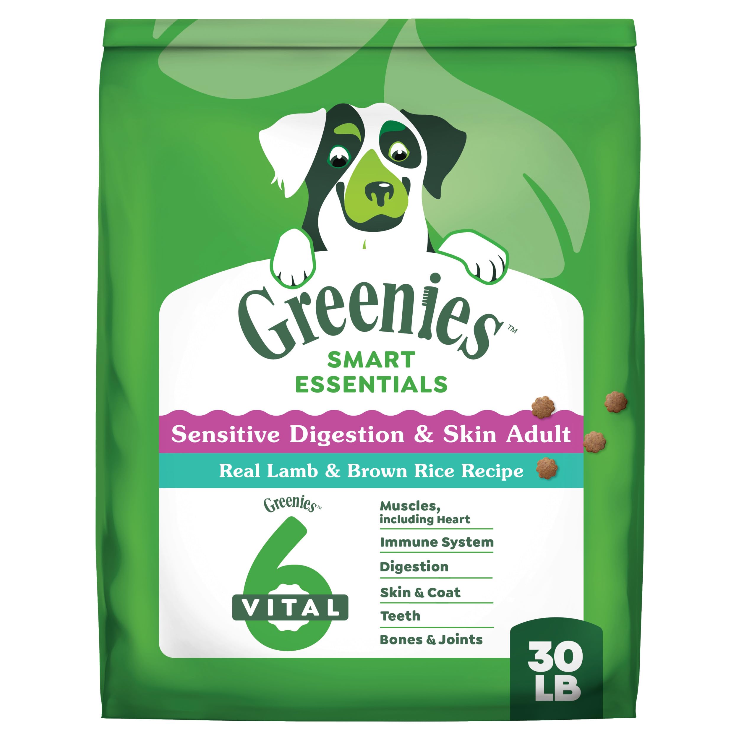 Greenies Smart Essentials Sensitive Digestion & Skin Adult Dry Dog Food Real Lamb & Brown Rice Recipe, 30 lb. Bag