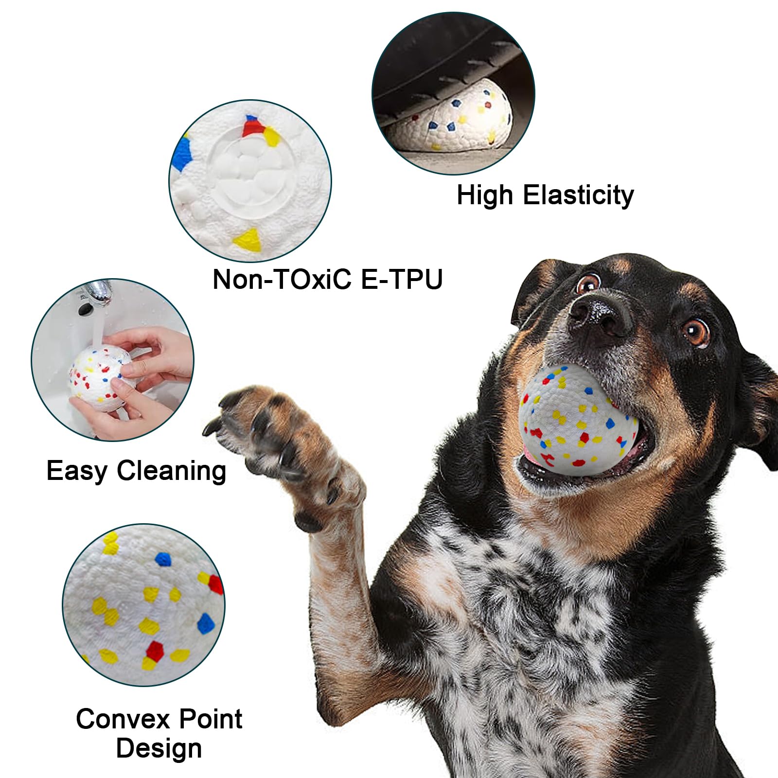 Mekaple Dog Balls 2.5 Inch, Indestructible Dogs Tennis Balls 6 Pack For Aggressive Chewers, Durable Bouncy Floating Interactive