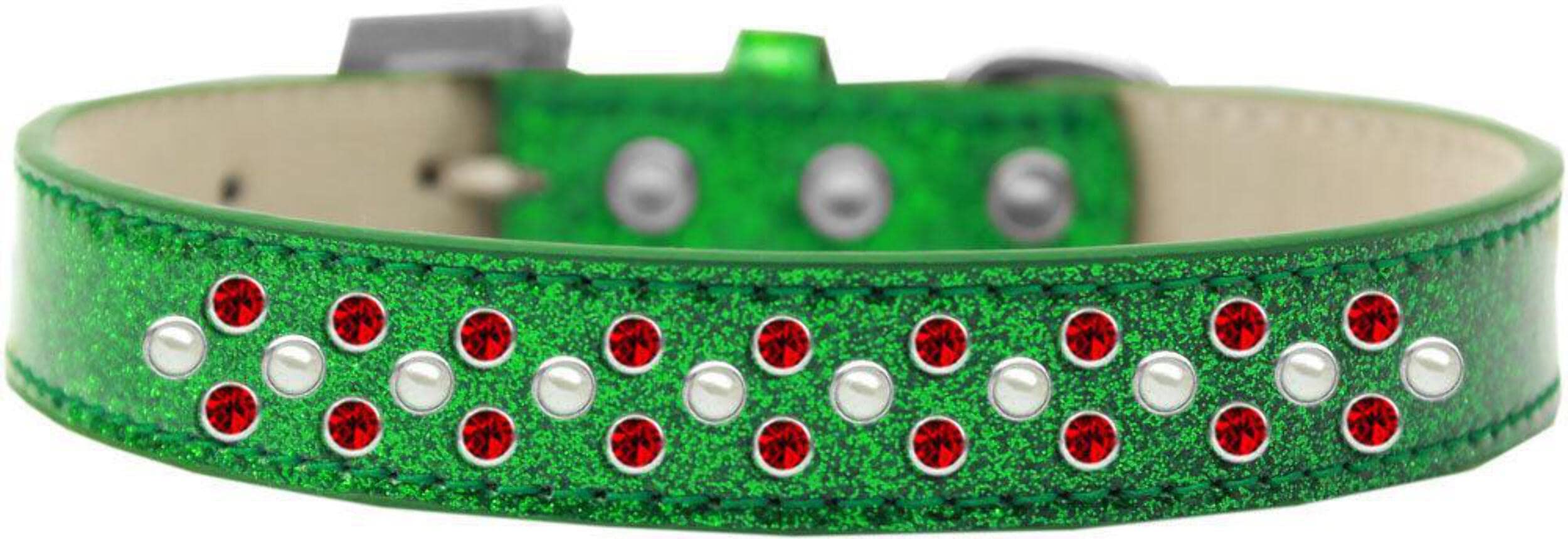 Mirage Pet Products Sprinkles Ice Cream Dog Collar with Pearl and Red Crystals, Size 18, Emerald Green
