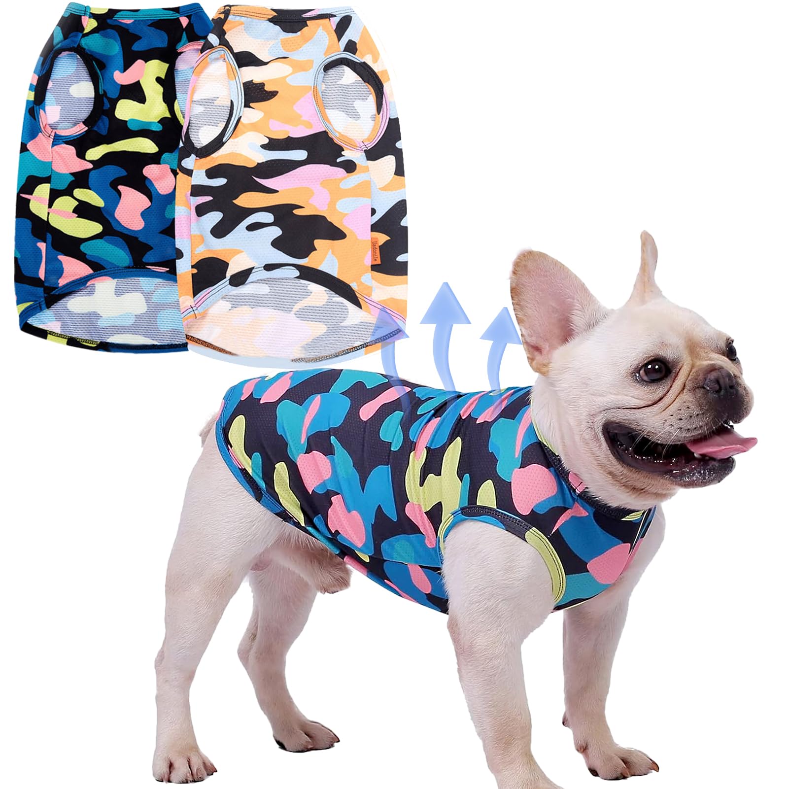 Uadonile Dog Cooling Shirts, Small Dog Shirts, 2 Pcs, Camouflage, Small (6-10 Lbs), Casual, Uv Resistant