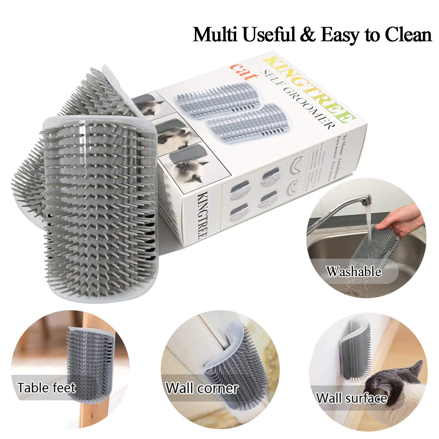 Kingtree Cat Corner Scratcher Self Groomer With Catnip, 2 Pack Softer Cat Face Scratchers Wall Corner Grooming Massage Combs For Long & Short Fur Cats