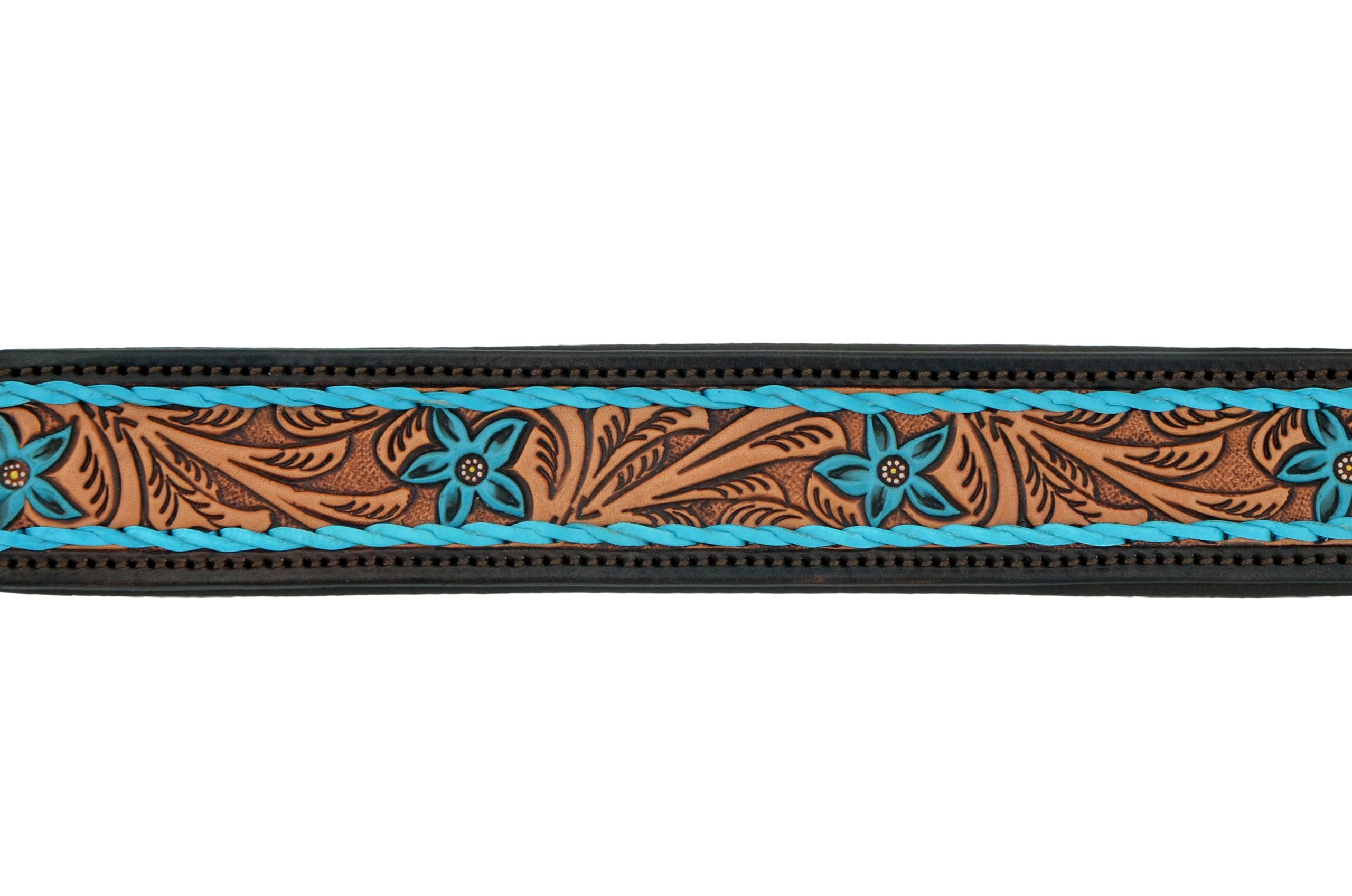 Leather Dog Collar Small Size Western Style Heavy Duty Hand Tooled Adjustable Padded Soft For Small Puppies And Big Dogs 10Ab139