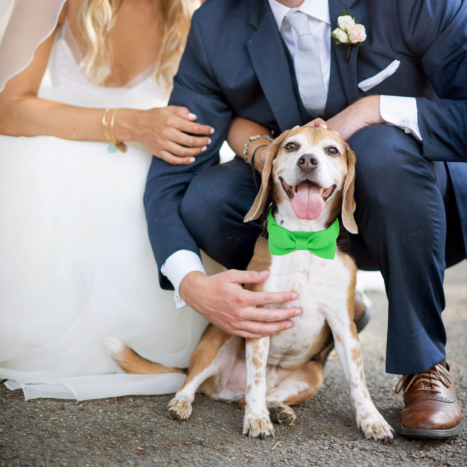 Segarty Dog Bow Ties, Adjustable Green Bowtie Collar For Small Medium Dogs, Durable Cat Neck Tie Tuxedo Comfortable Cotton Pets