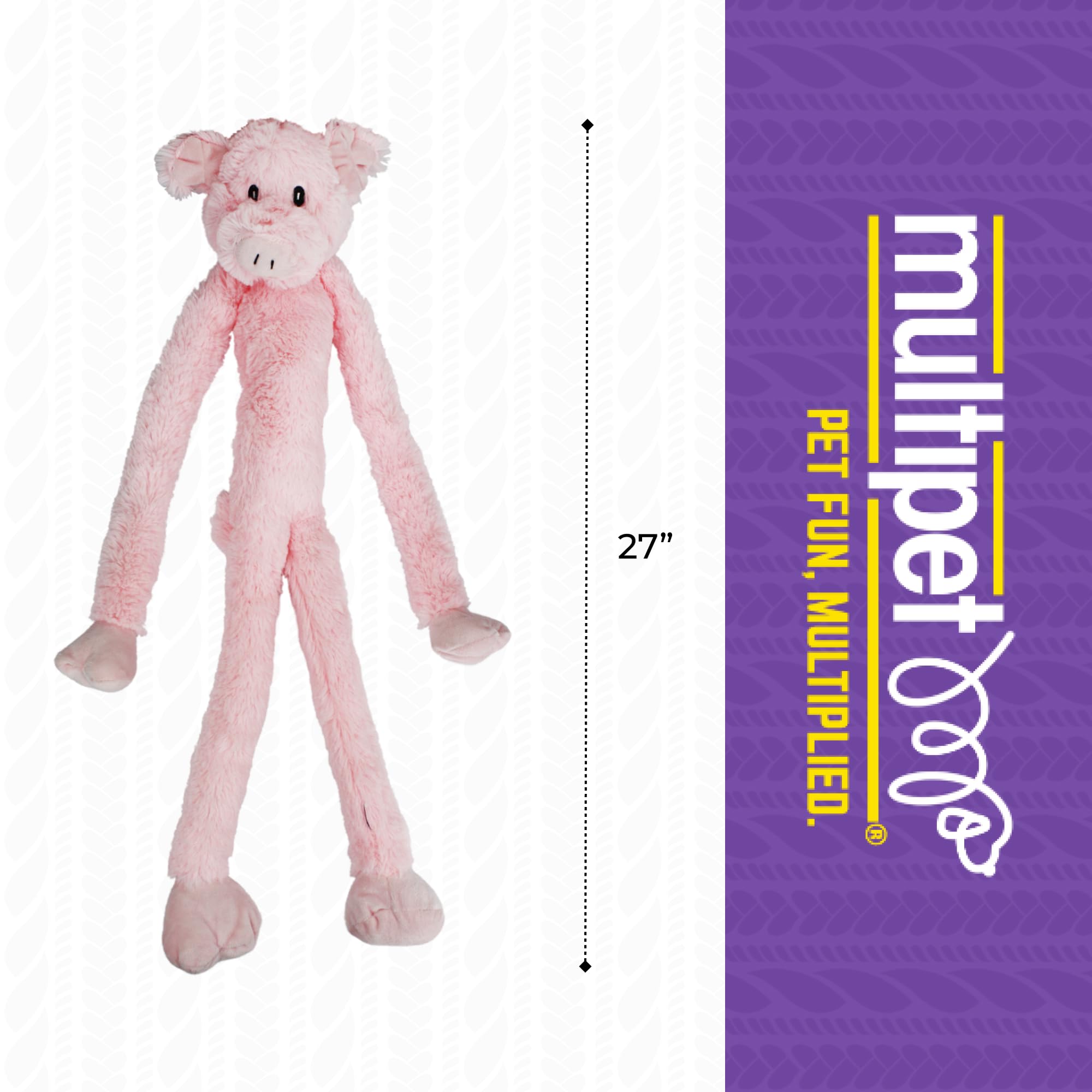 Multipet Swingin Slevin Pig Dog Plush Toy - Squeaky Toy for All Dogs - Extra Soft Plush Dog Toy - Stuffed Animal Dog Toy for Cu