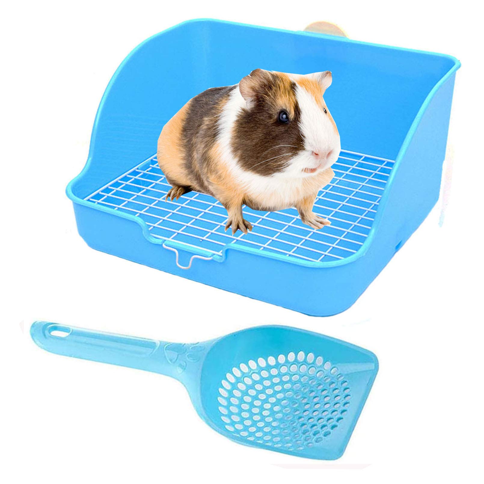 Hamiledyi Small Animal Rabbit Litter Toilet,Plastic Square Cage Box Rat Potty Trainer Corner Grate Litter Bedding Box Pet Pan For Guinea Pigs Chinchilla Ferret Galesaur Bunny