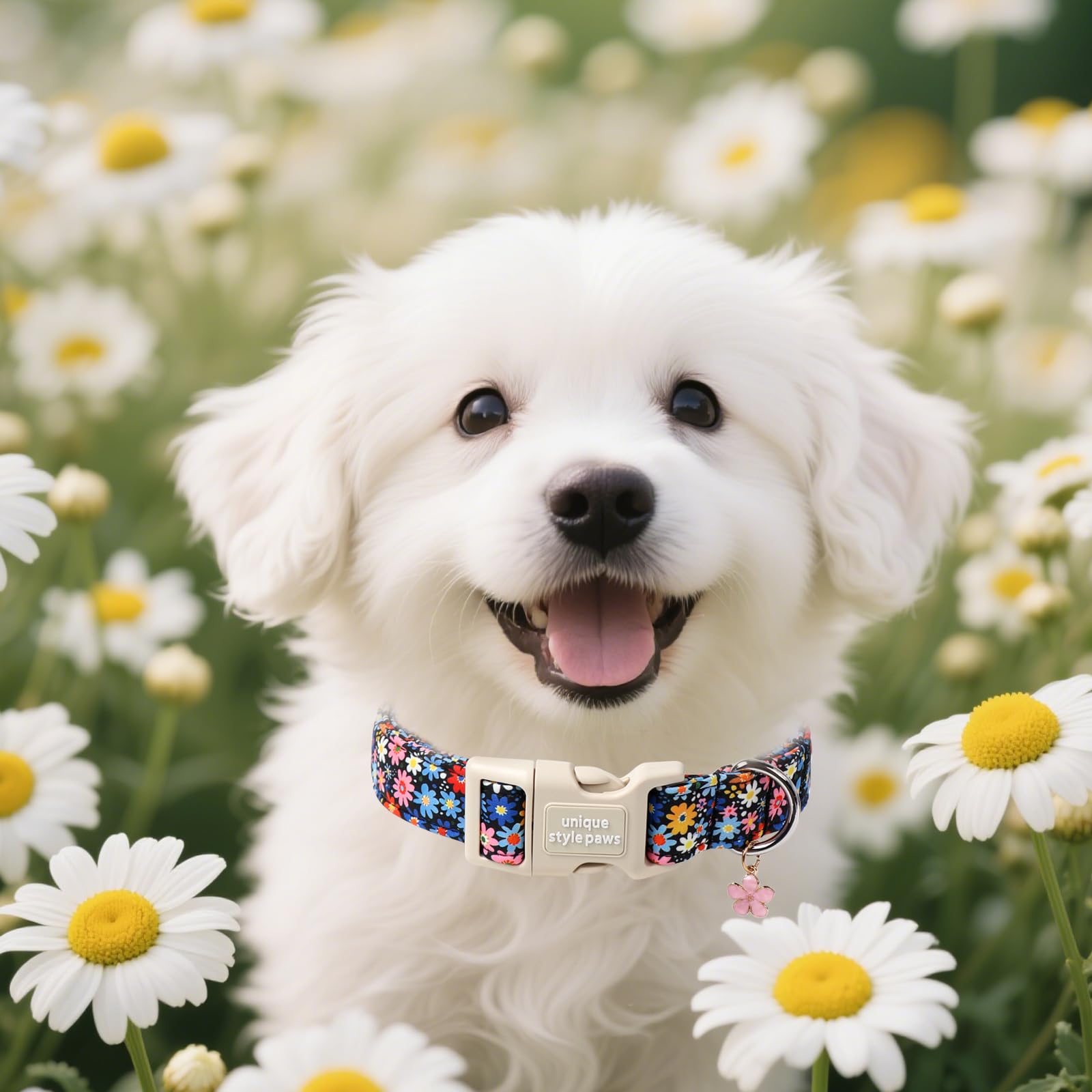 Unique Style Paws Summer Daisy Dog Collar,Colorful Daisy Collars For Dog Cotton Flower Puppy Collar Suitable For Boy Girl Dogs