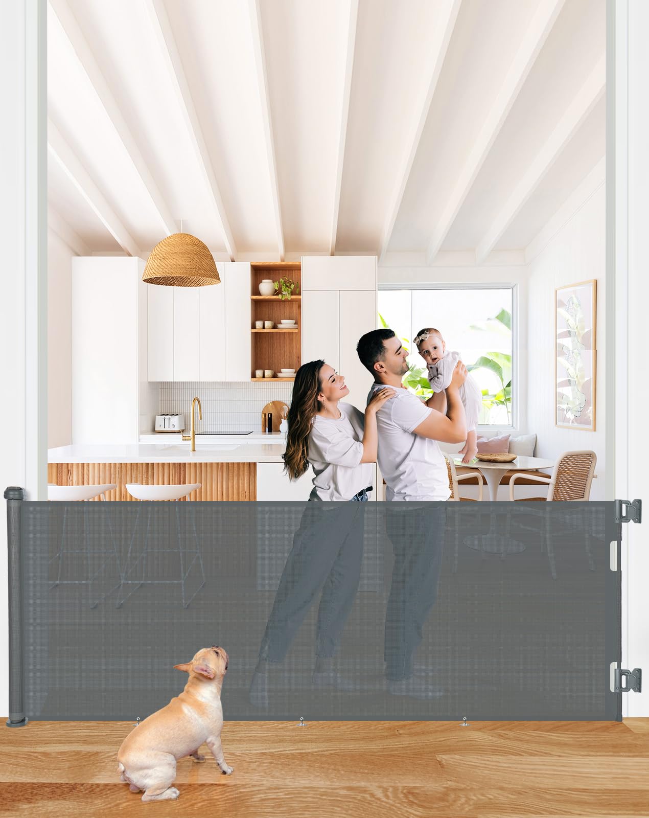 COMOMY 118 Retractable Baby Gates Extra Wide, Retractable Dog Gate for Large Openings, Extra Long Dog Gates for The House, Extra